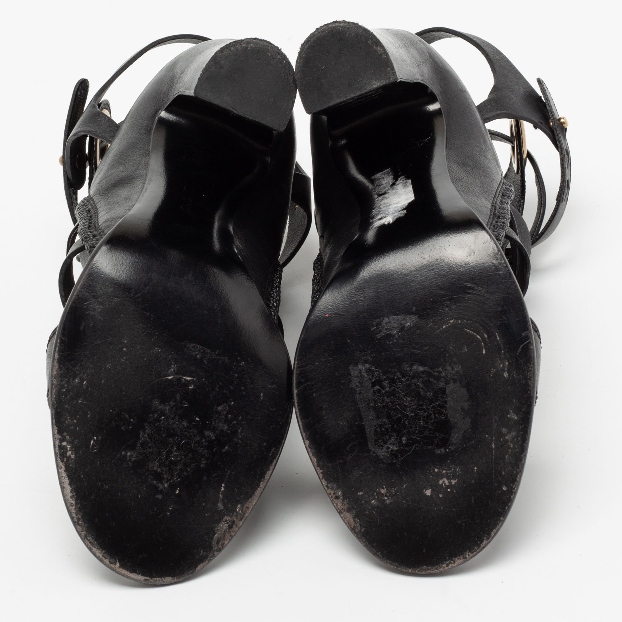 Salvatore Ferragamo Black Leather Shyla Gladiator Sandals Size 38.5