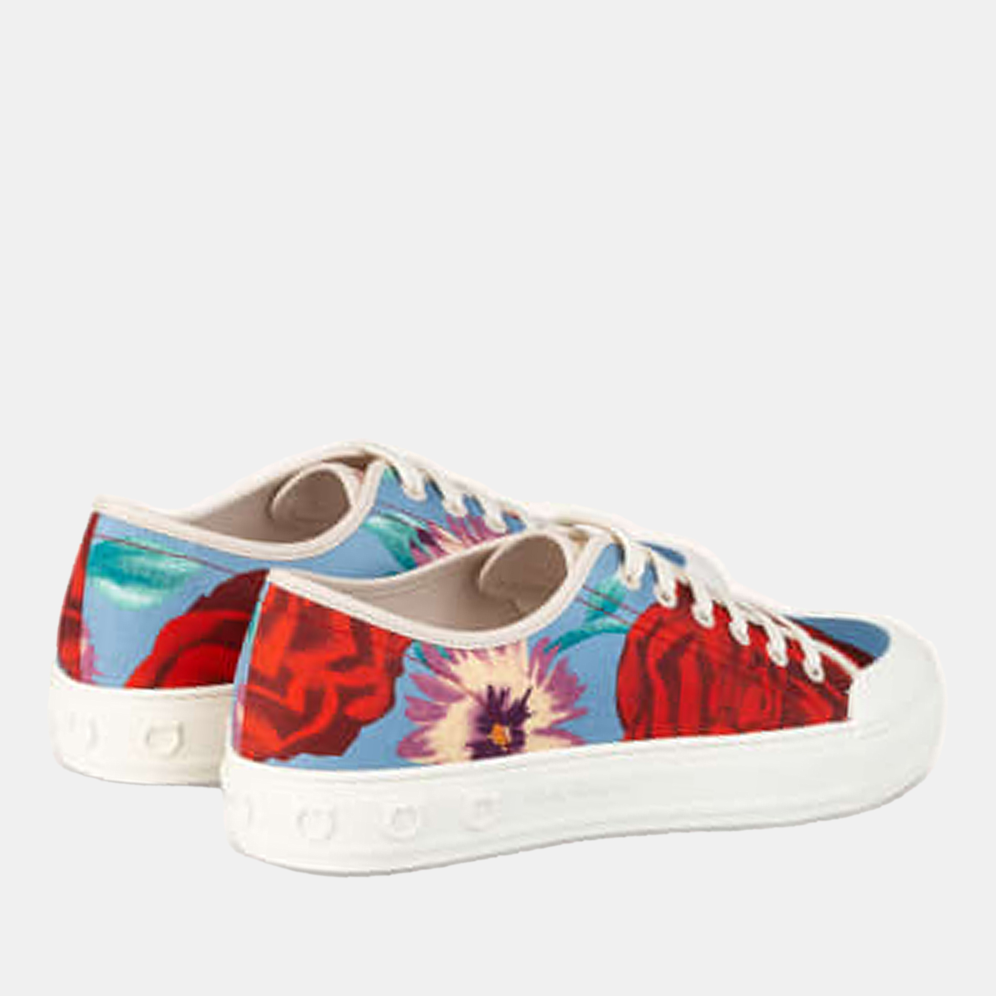 Salvatore Ferragamo Multicolor Floral Printed Sneakers Size 38