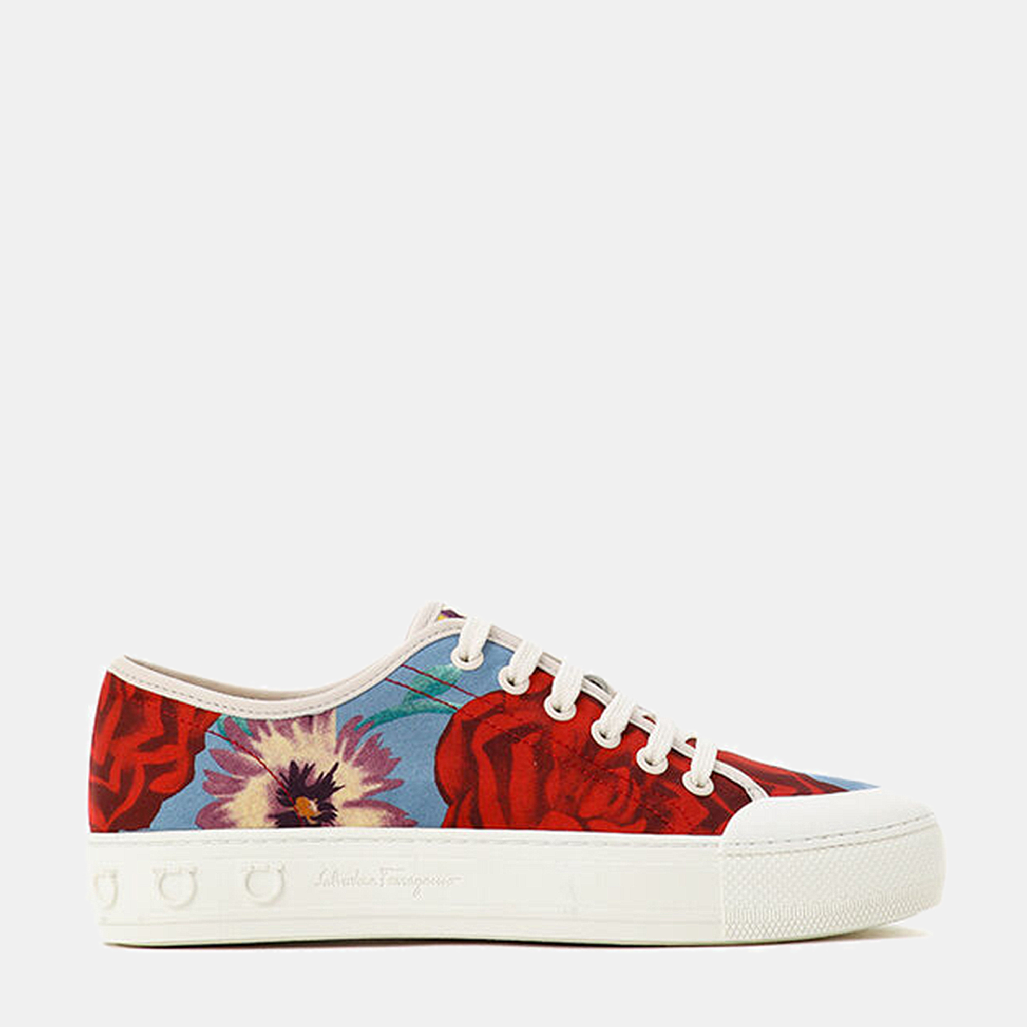 Salvatore Ferragamo Multicolor Floral Printed Sneakers Size 38