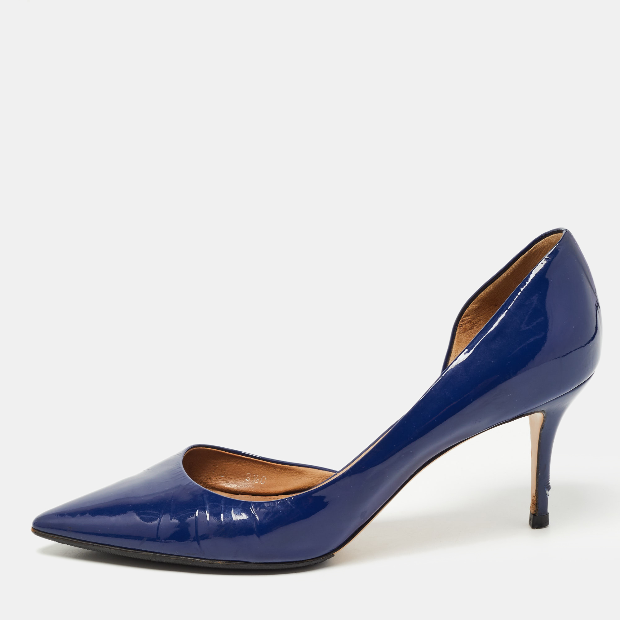 Salvatore Ferragamo Blue Patent Leather D'Orsay Pumps Size 40