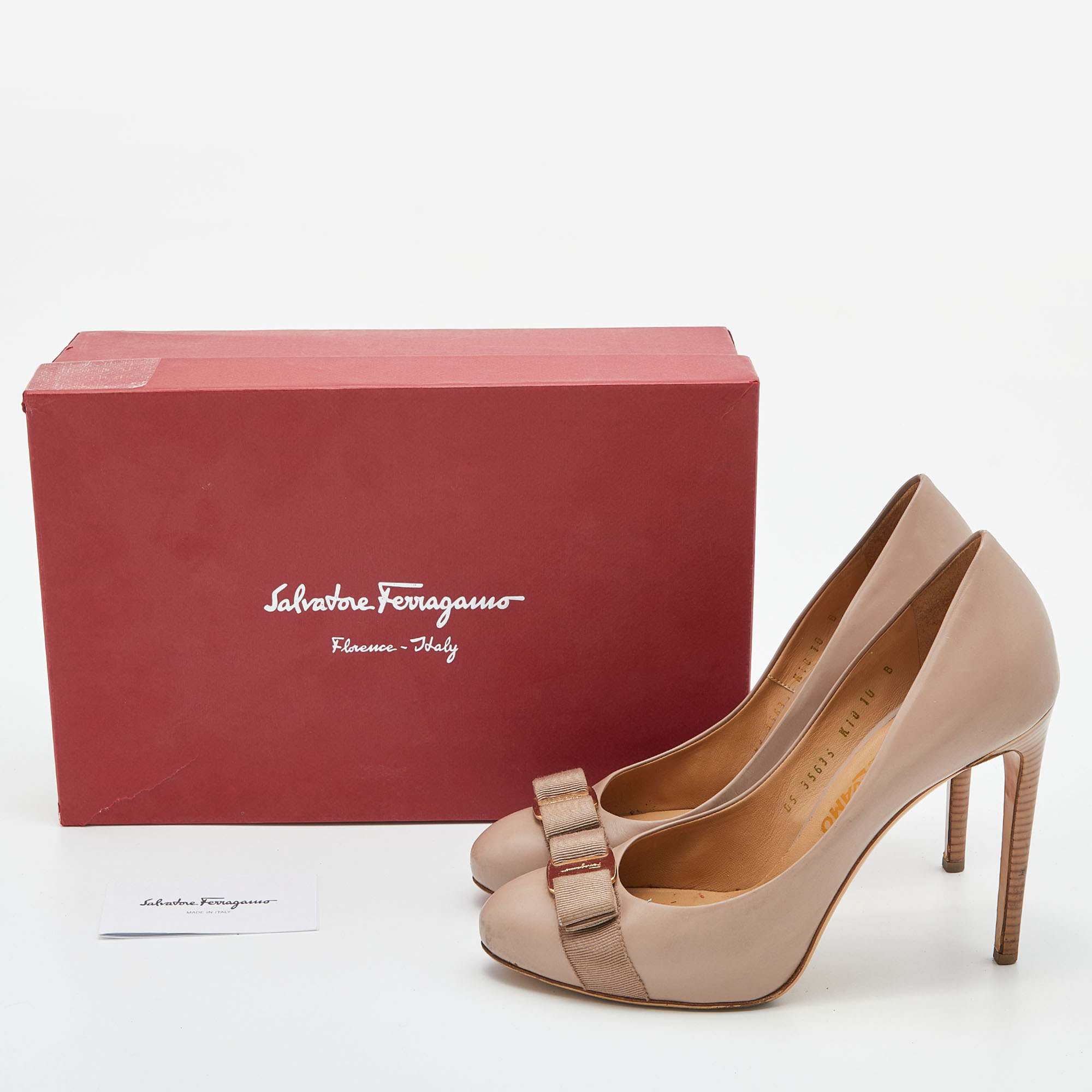 Salvatore Ferragamo Pink Leather Rilly Pumps Size 40.5