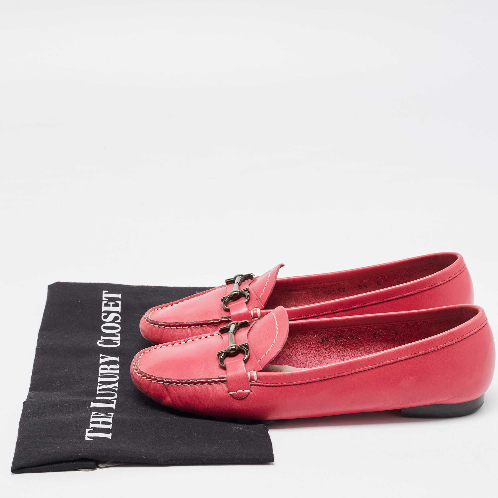 Salvatore Ferragamo Pink Leather Gancini Bit Loafers Size 39