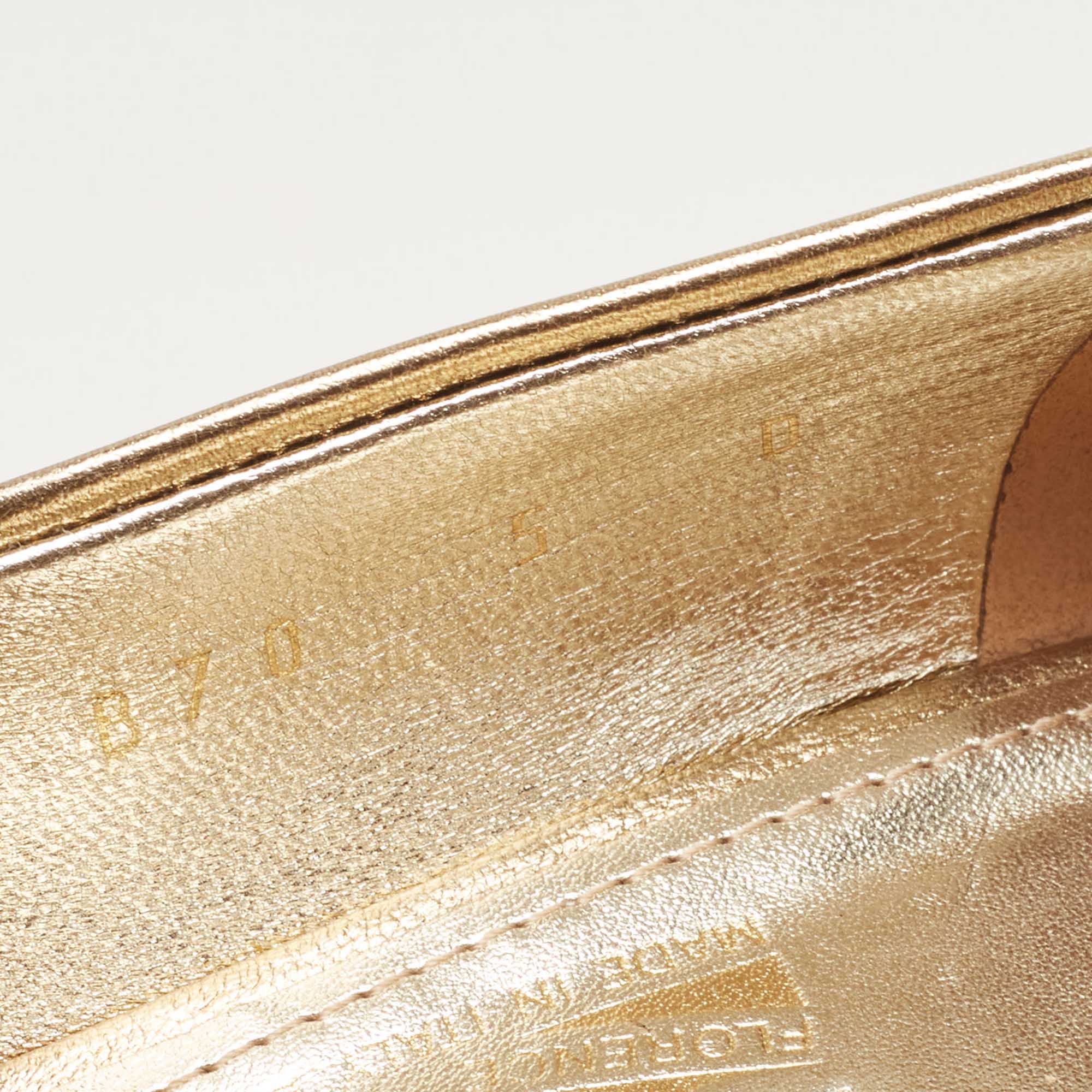Salvatore Ferragamo Gold Leather Pumps Size 35.5