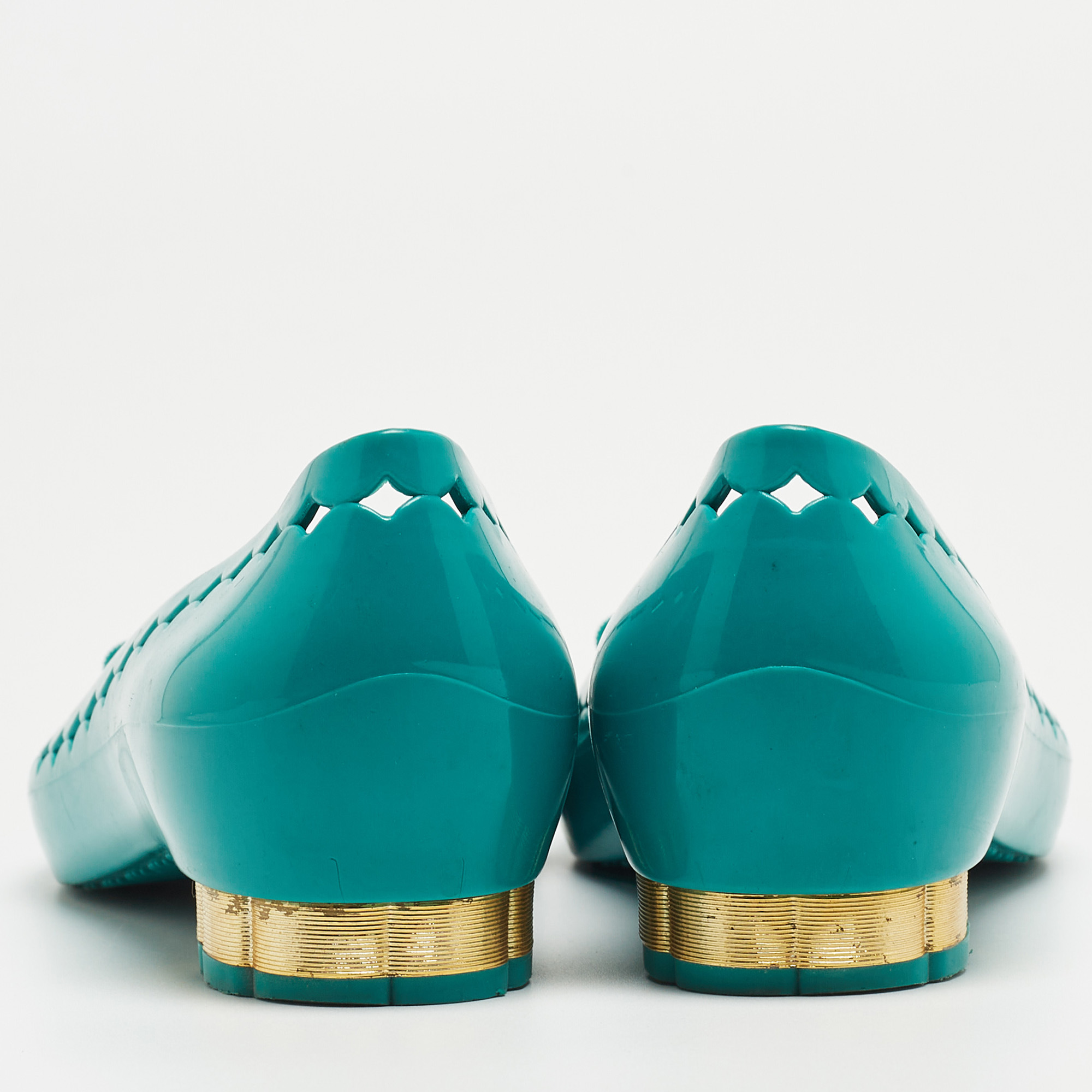 Salvatore Ferragamo Green Jelly Vara Bow Ballet Flats Size 37.5