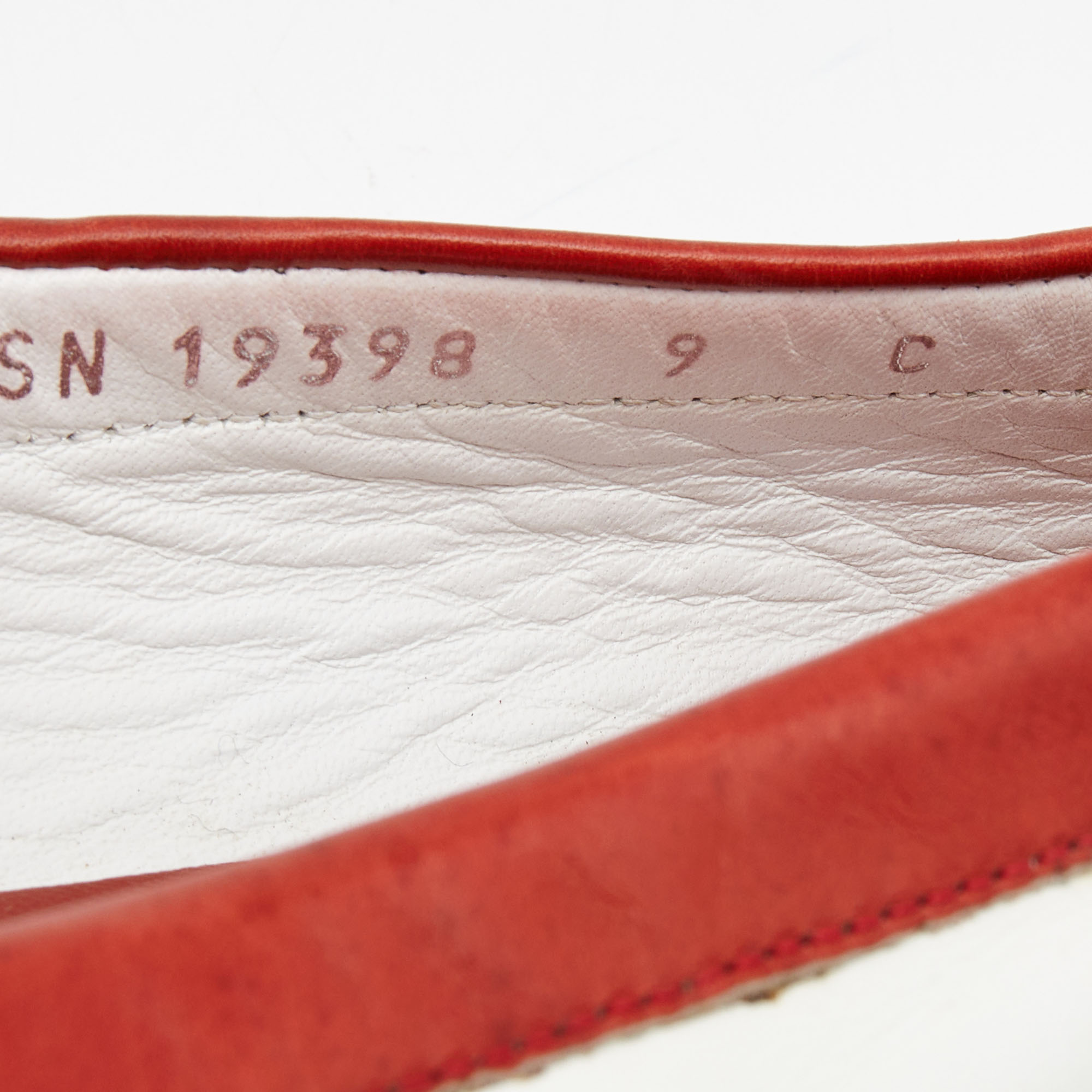 Salvatore Ferragamo White/Red Leather Bow Ballet Flats Size 39.5