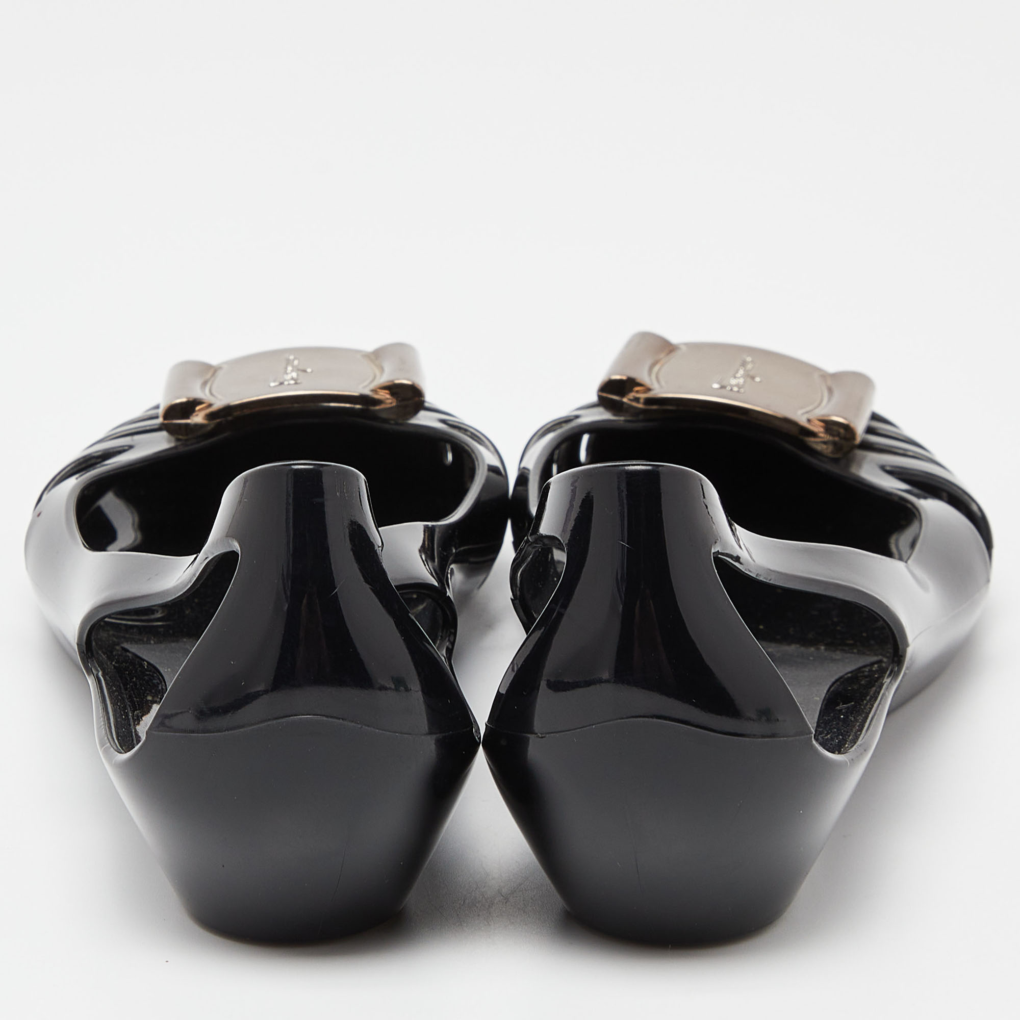 Salvatore Ferragamo Black Jelly Bermuda Ballet Flats Size 37.5