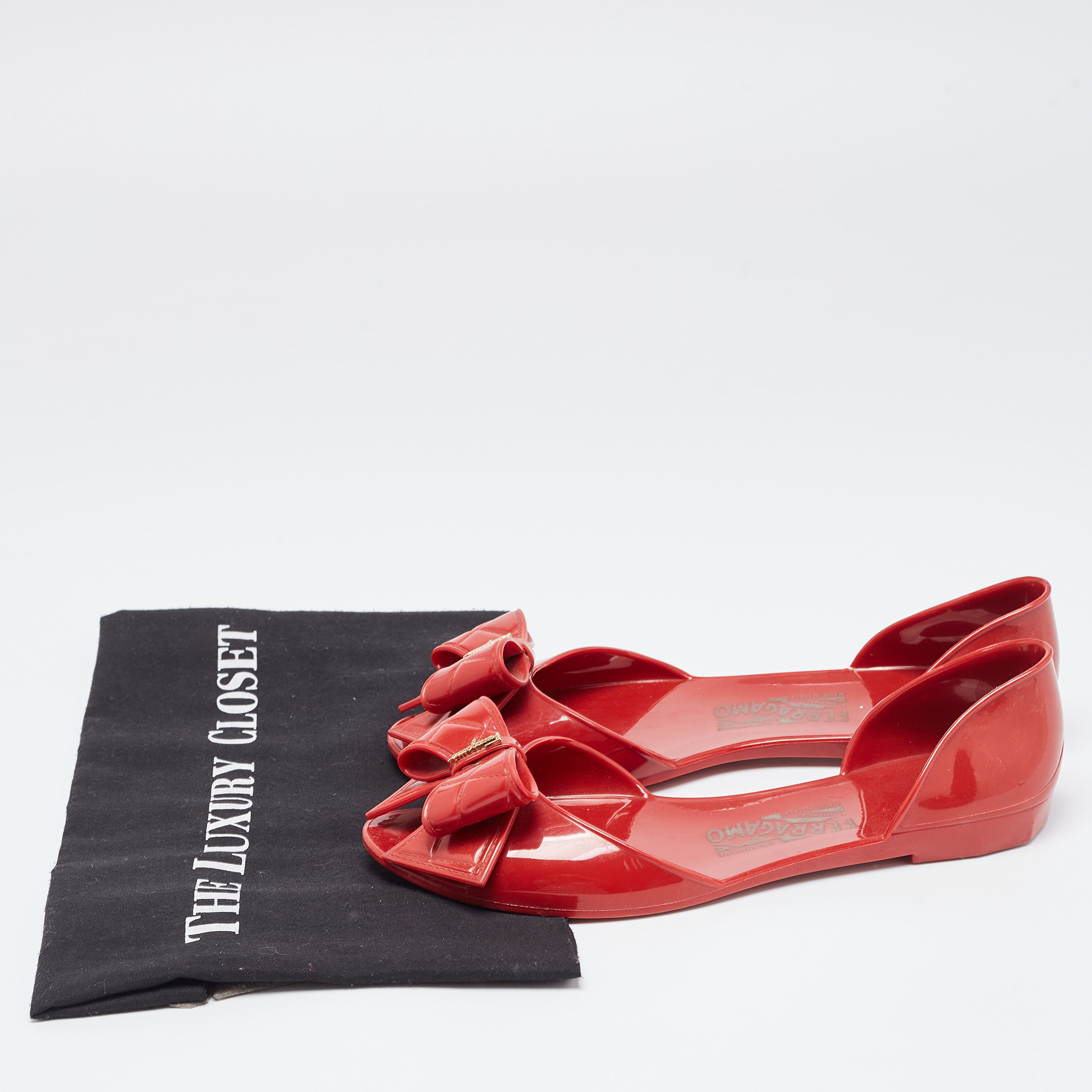 Salvatore Ferragamo Red Jelly Ballet Flats Size 38.5