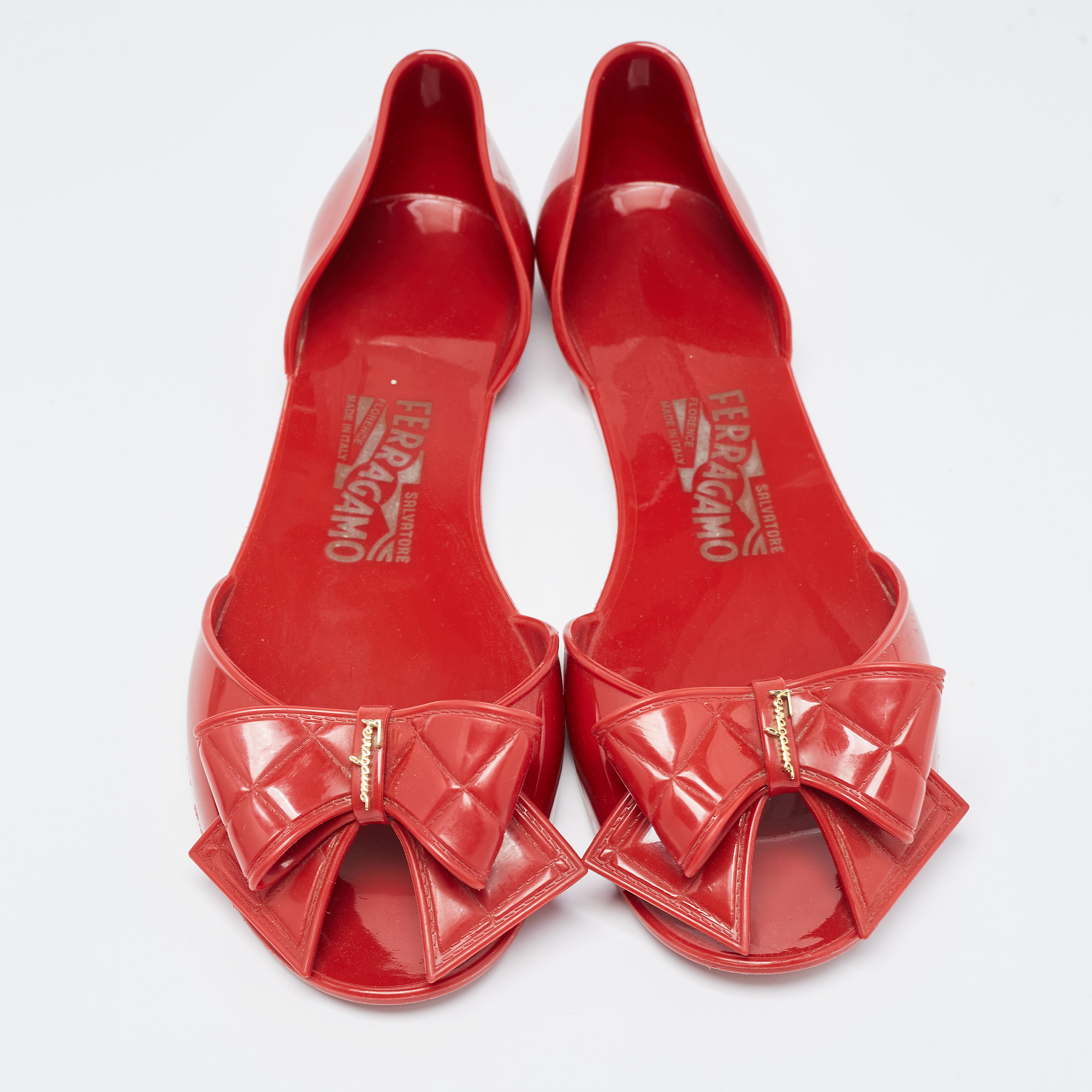 Salvatore Ferragamo Red Jelly Ballet Flats Size 38.5