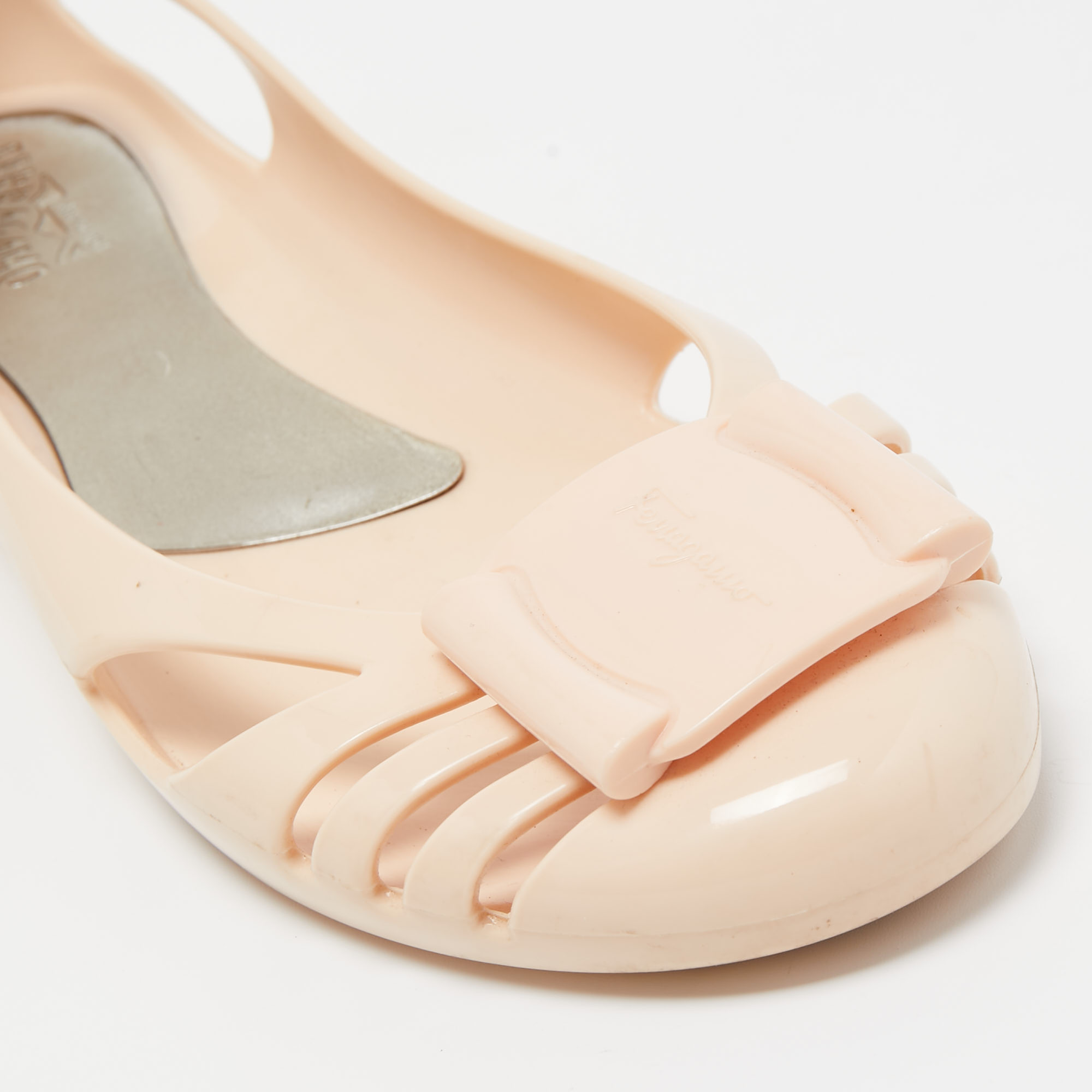 Salvatore Ferragamo Light Pink Rubber Bermuda Ballet Flats Size 37.5