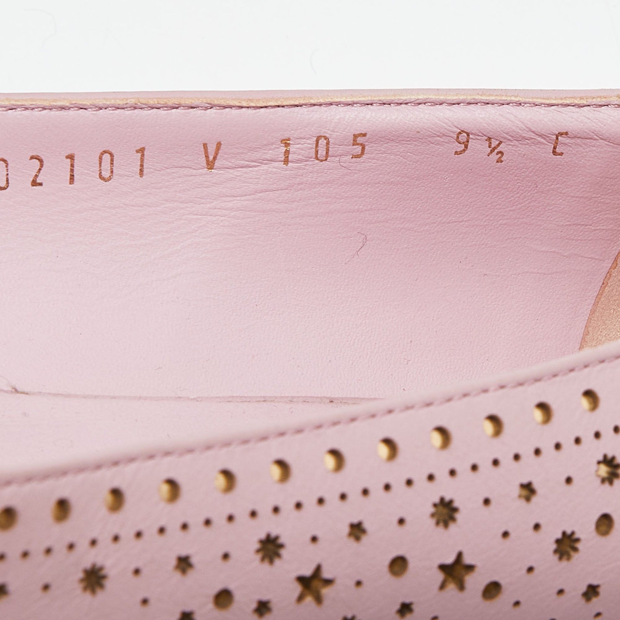 Salvatore Ferrgamo Pink Laser Cut Leather Vara Bow Ballet Flat Size 40