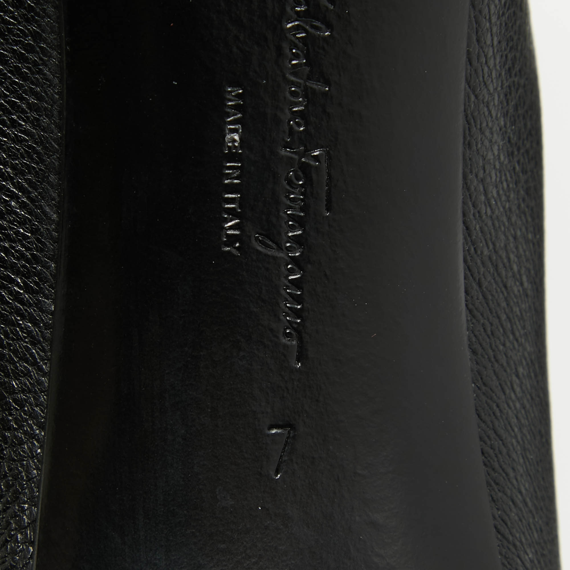 Salvatore Ferragamo Black Leather Bow Pointed Toe Pumps Size 37.5