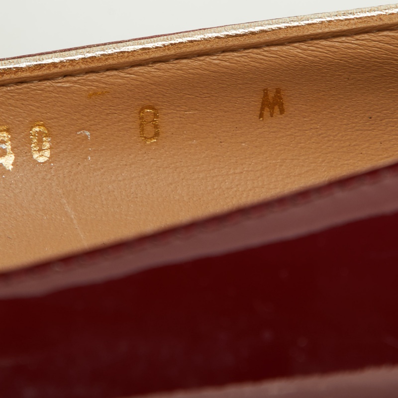 Salvatore Ferragamo Burgundy Patent Leather Ninna Pumps Size 38.5