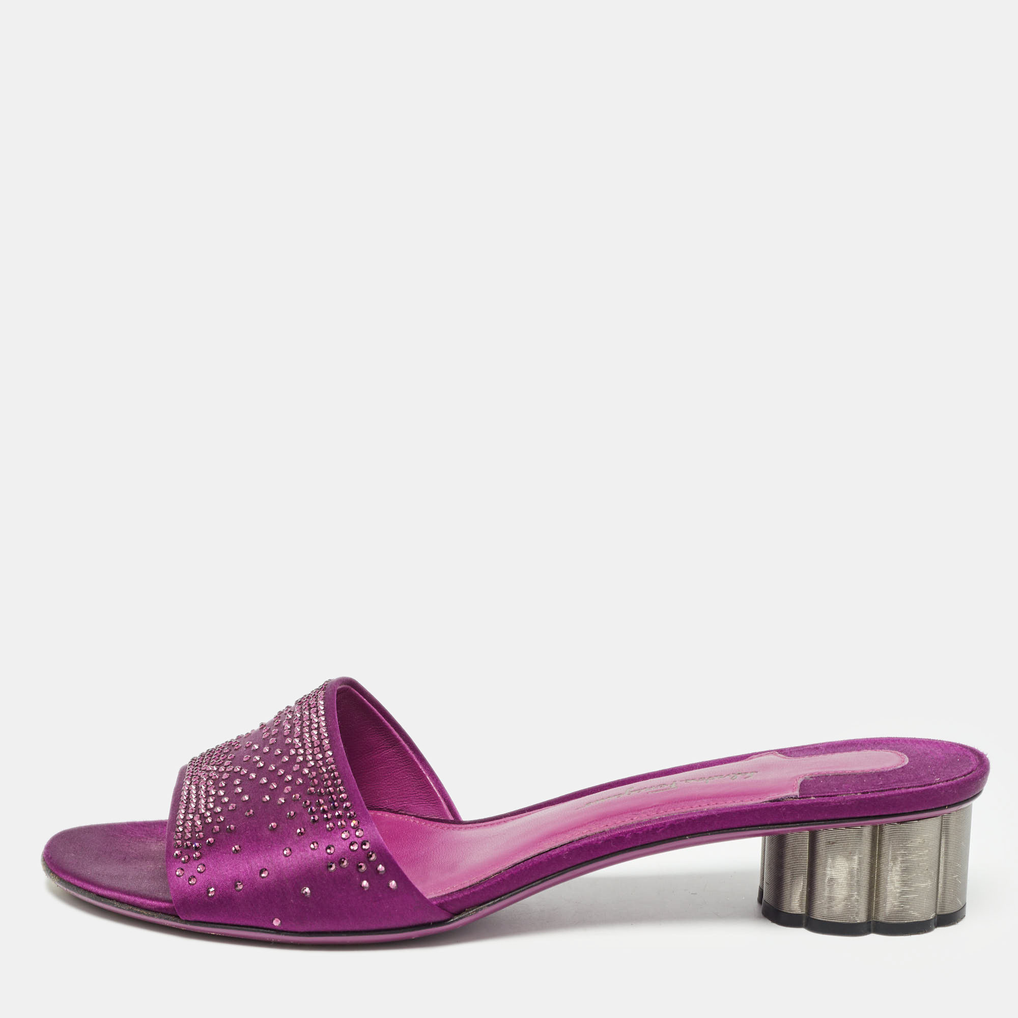Salvatore ferragamo purple satin gorizias sandals size 40