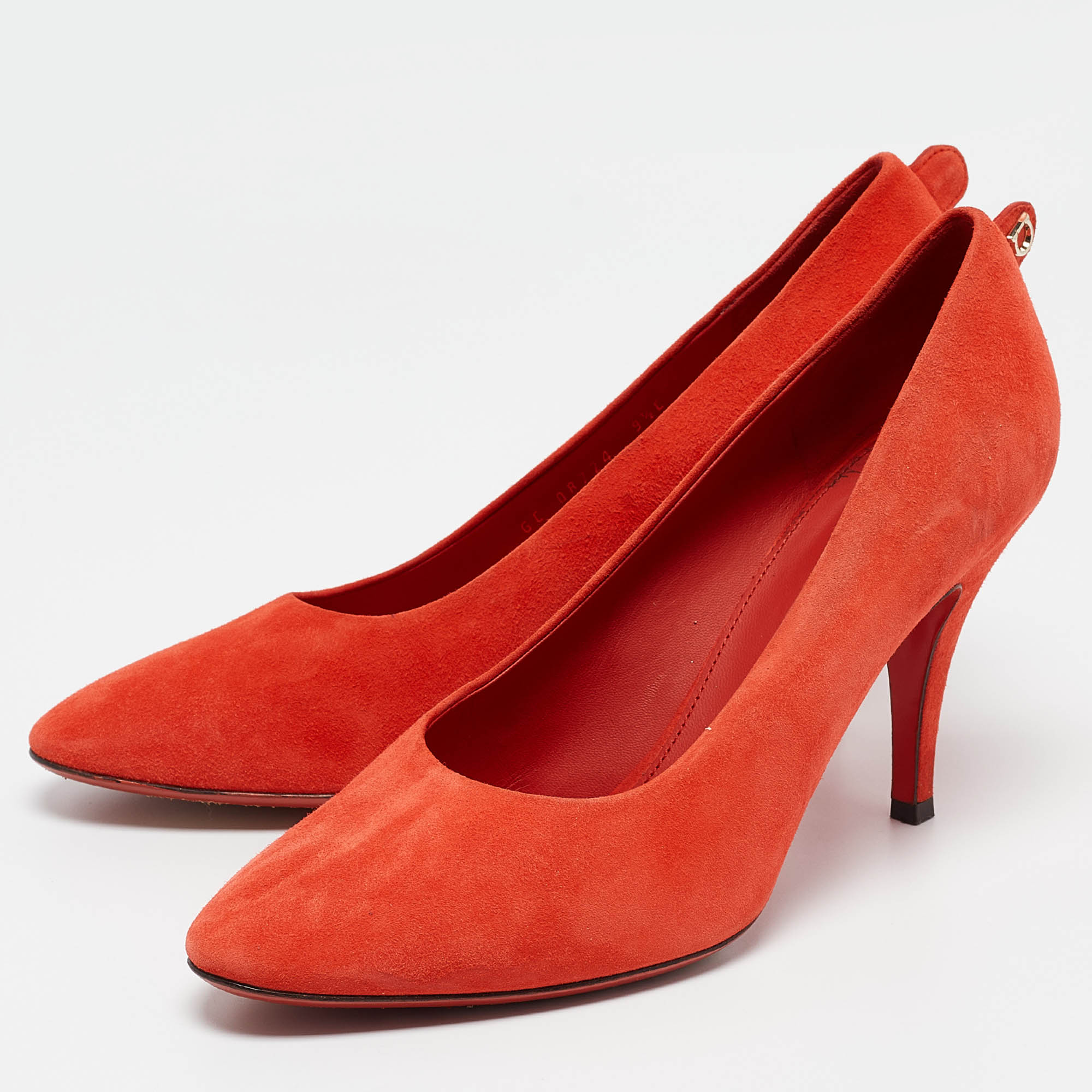 Salvatore Ferragamo Orange Suede Round Toe Pumps Size 40