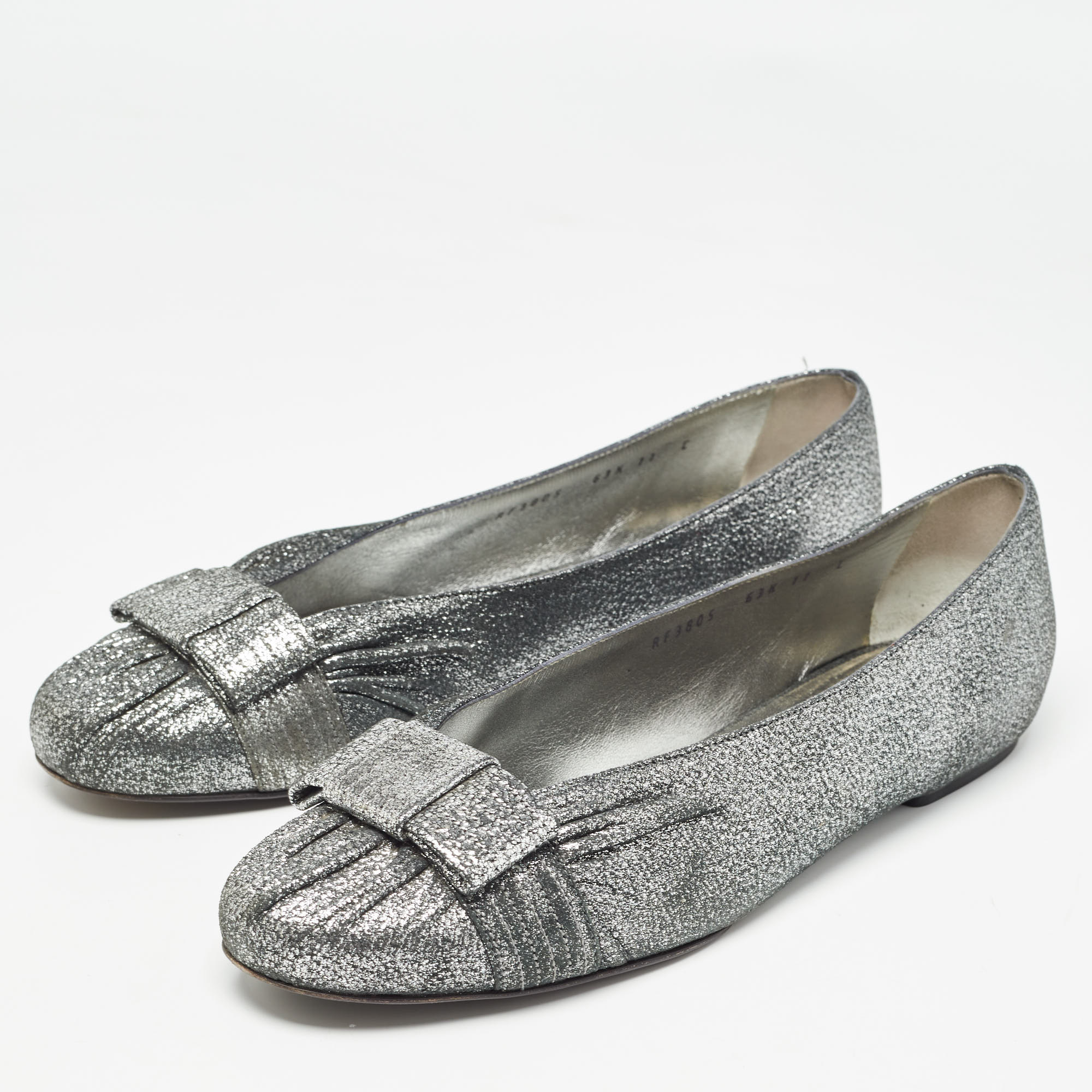 Salvatore Ferragamo Metallic Suede Regale Ballet Flats Size 41.5