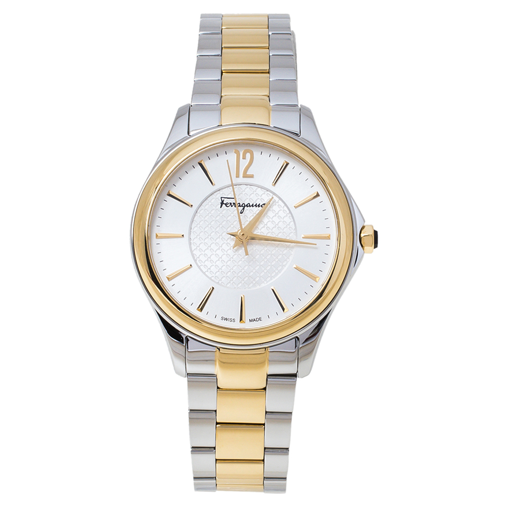 Salvatore Ferragamo Silver White Two-Tone Stainless Steel FFV05 0016 Women's Wristwatch 33 mm