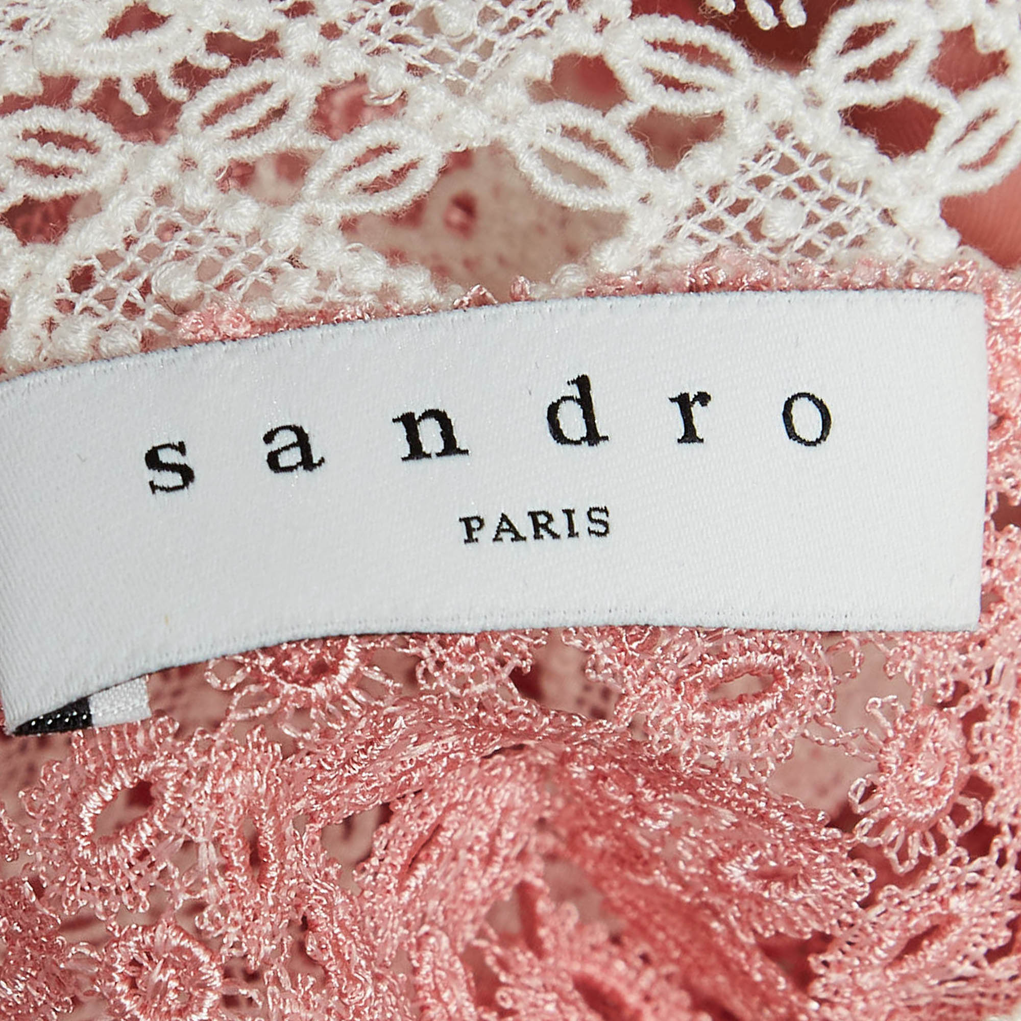 Sandro Pink Lace V-Neck Mini Dress M