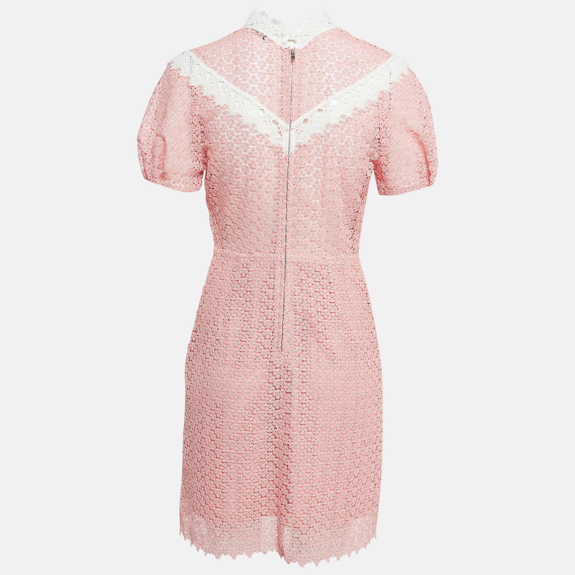 Sandro Pink Lace V-Neck Mini Dress M