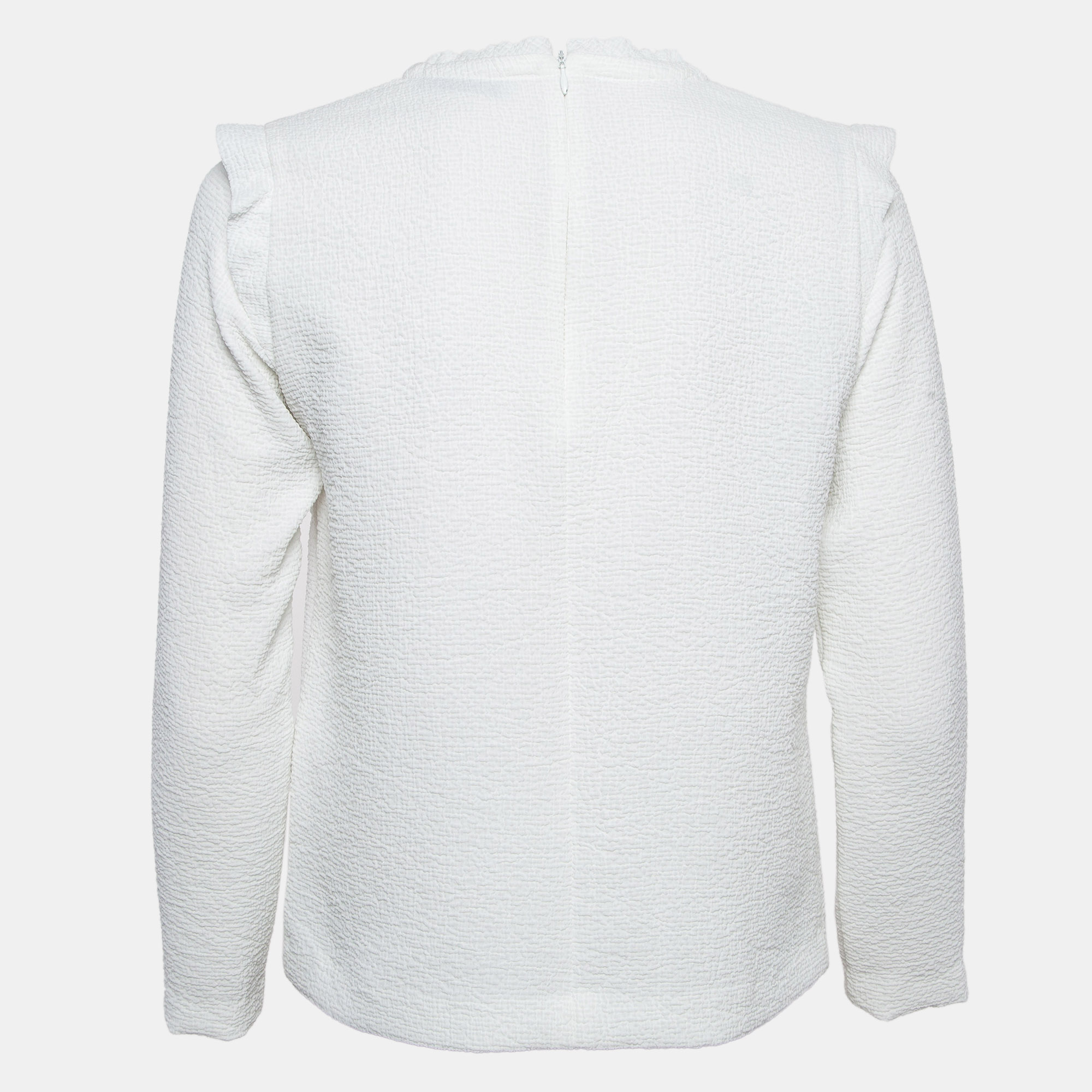 Sandro White Gauze Long Sleeve Top S