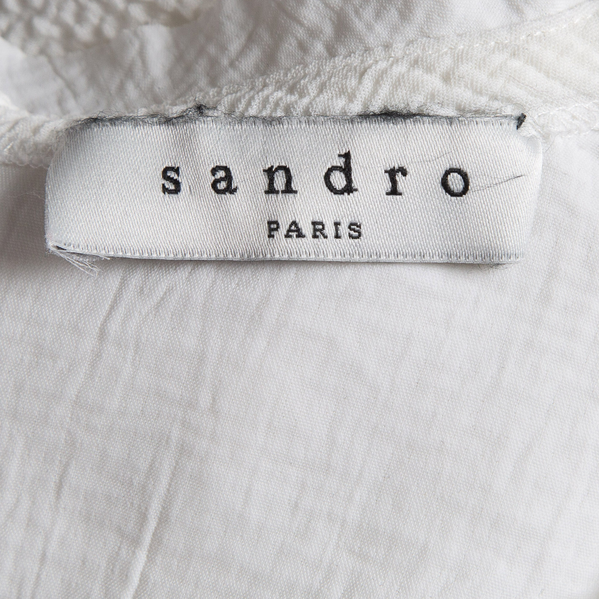 Sandro White Gauze Long Sleeve Top S