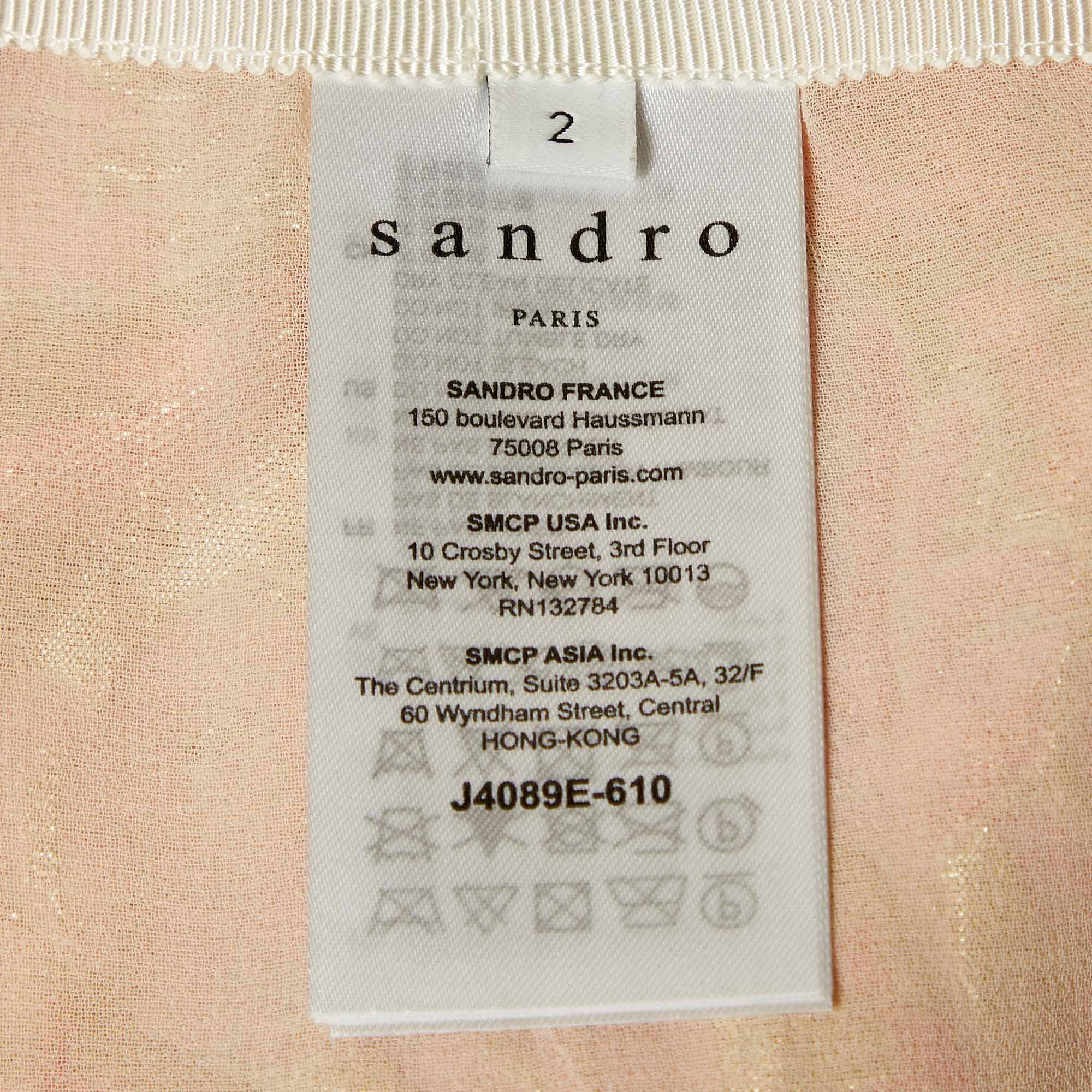 Sandro Pink/Gold Jacquard Mini Skirt M