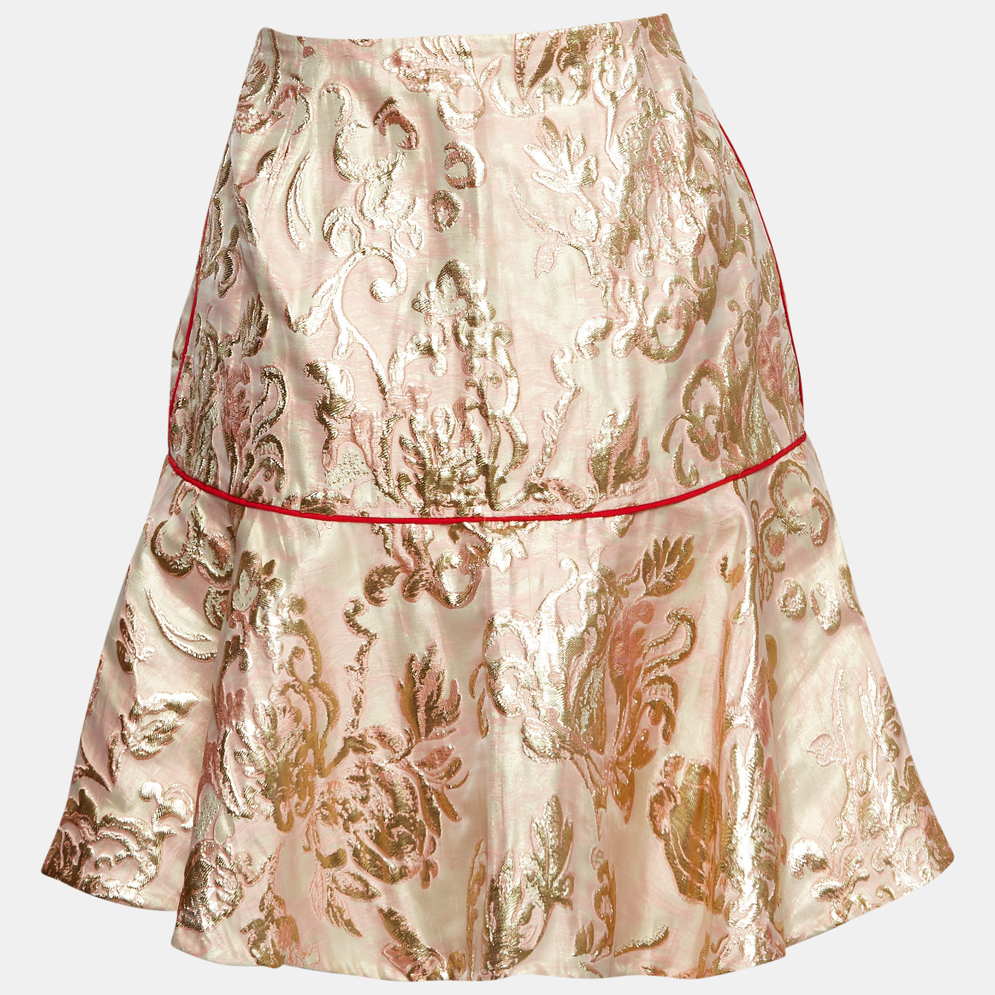 Sandro Pink/Gold Jacquard Mini Skirt M