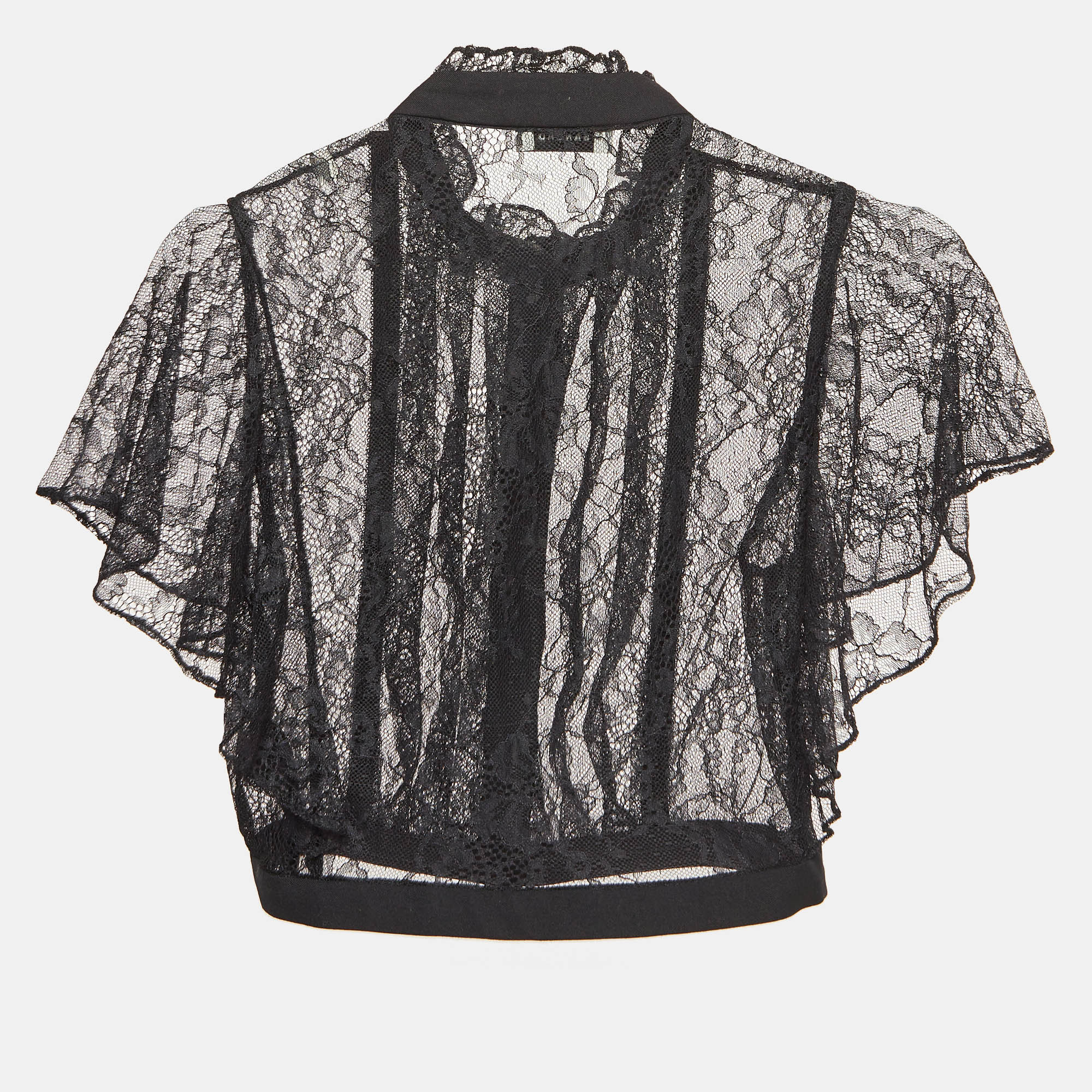 Sandro Black Lace Sheer Crop Top XS