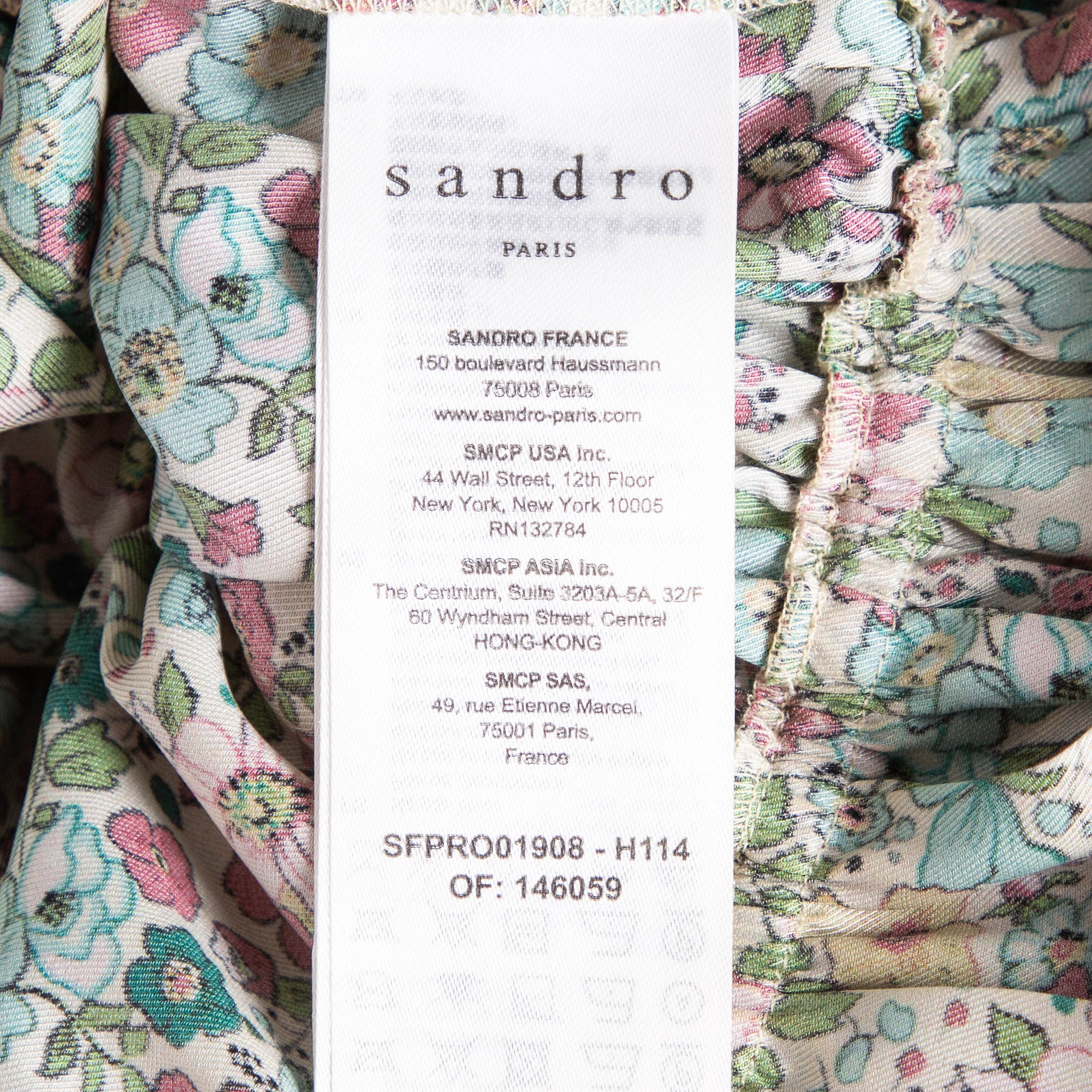 Sandro Multicolor Floral Print Crepe Fiona Midi Dress L