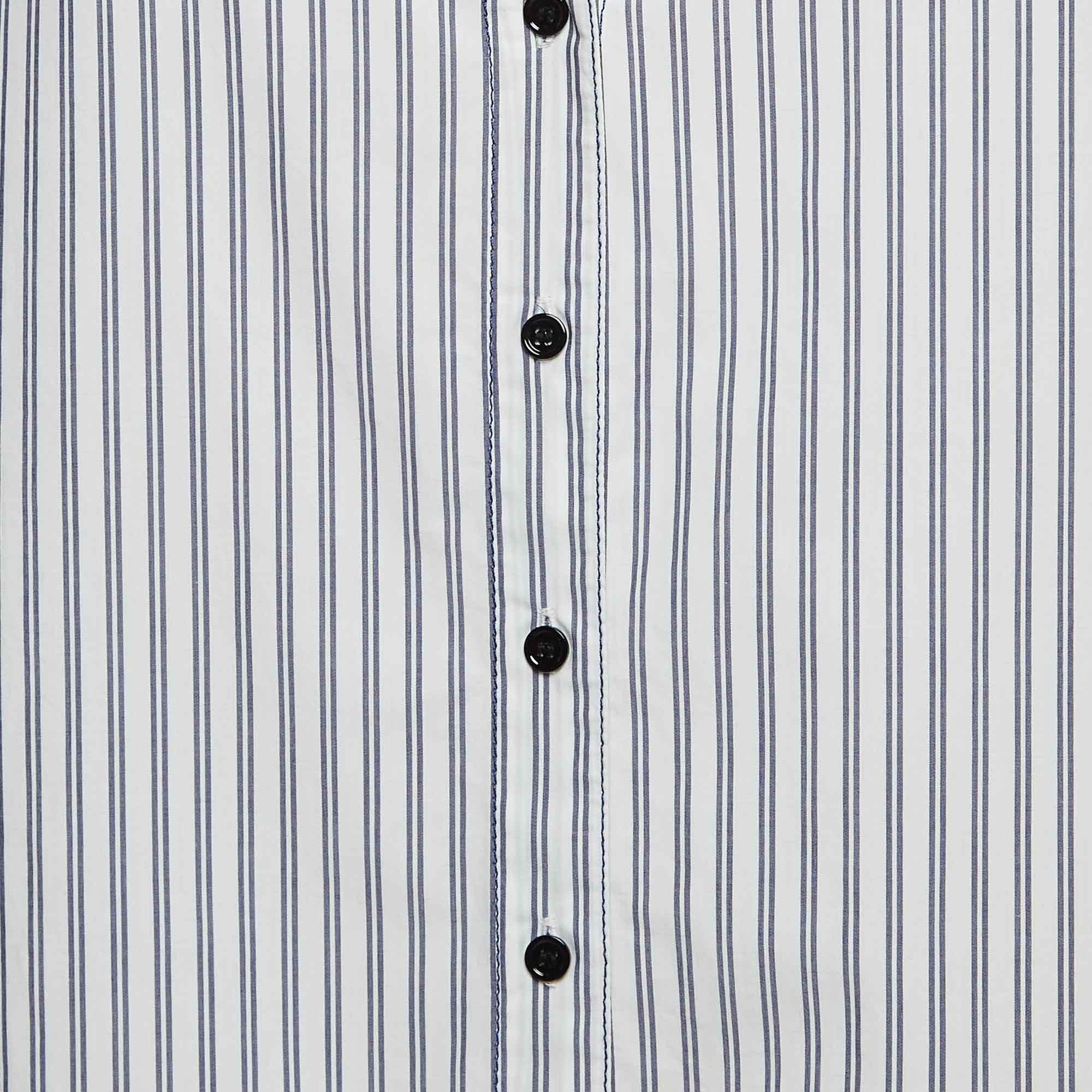 Sandro White Pinstripe V-Neck Top L