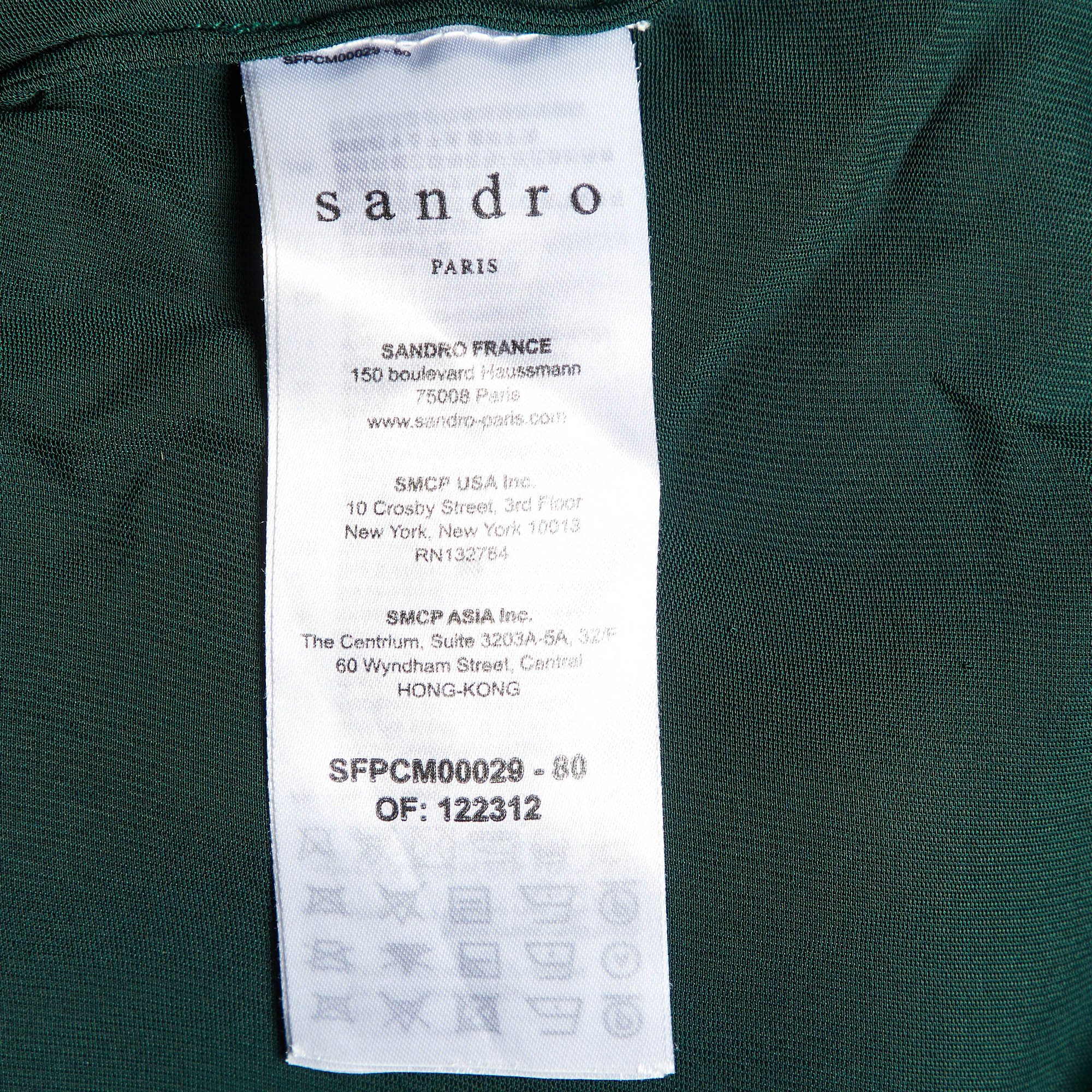 Sandro Green Satin Lace Trimmed Top L