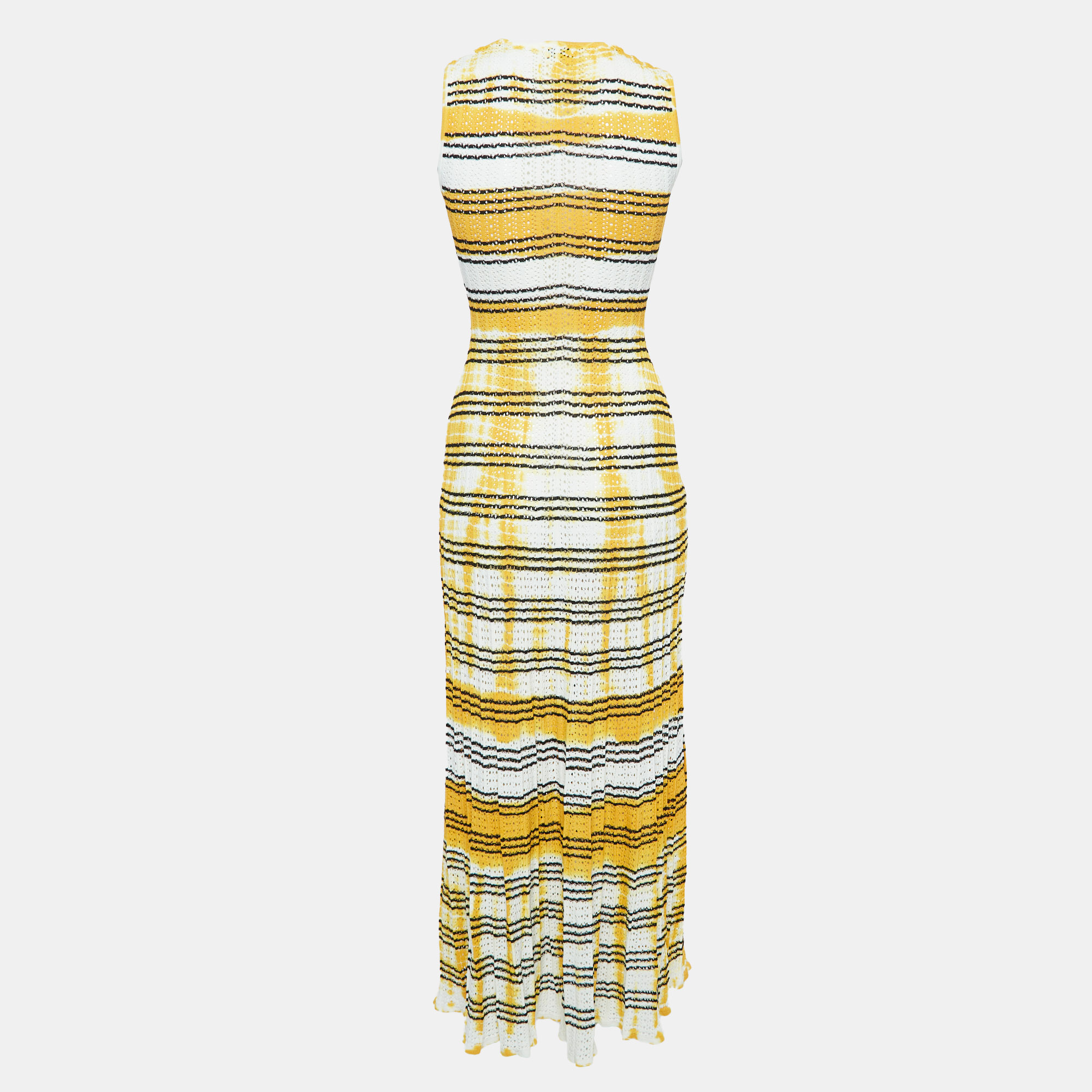 Sandro Yellow Julie Stripe Pointelle Knit Tank Dress S