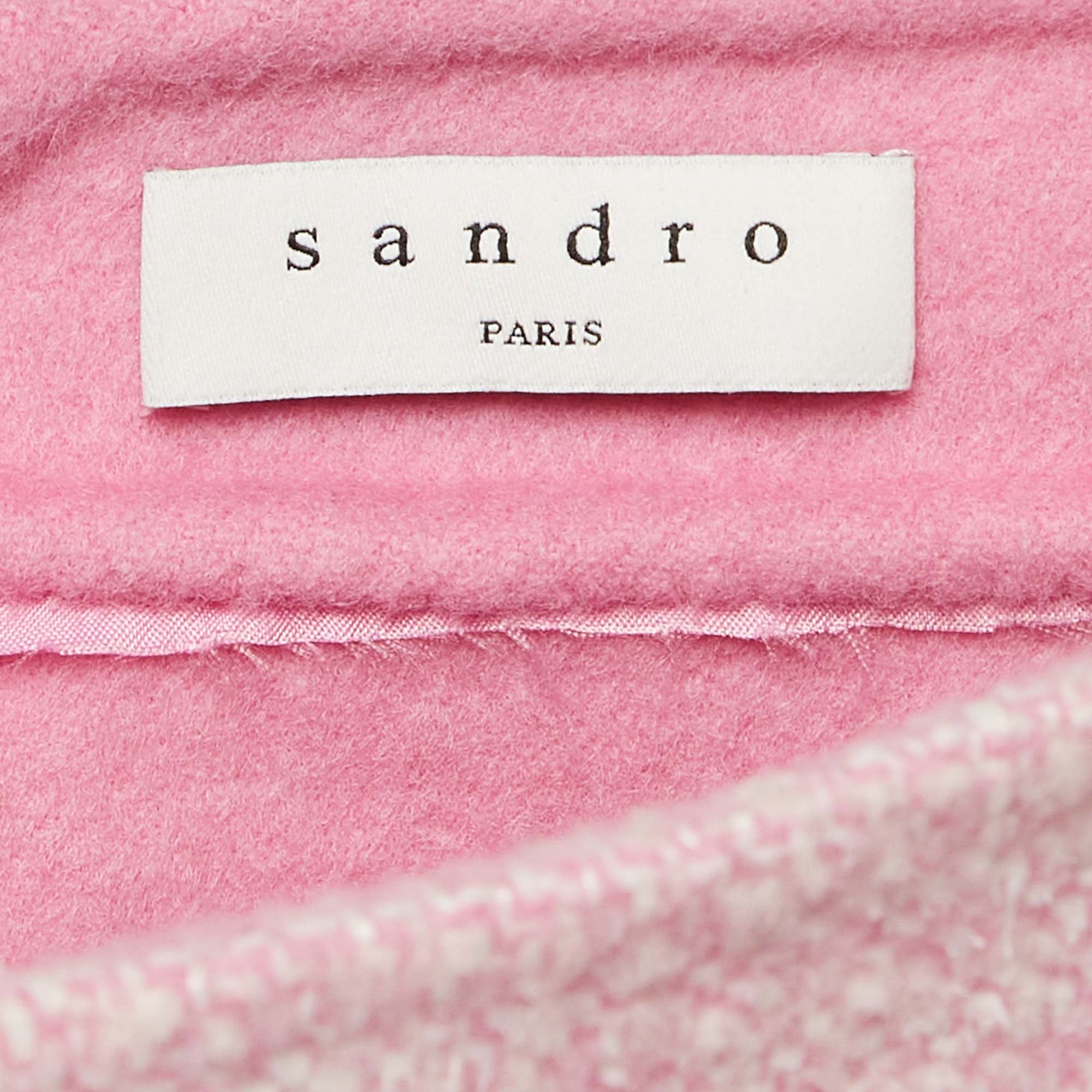 Sandro Pink Tweed Pocket Detail  Mini Skirt M