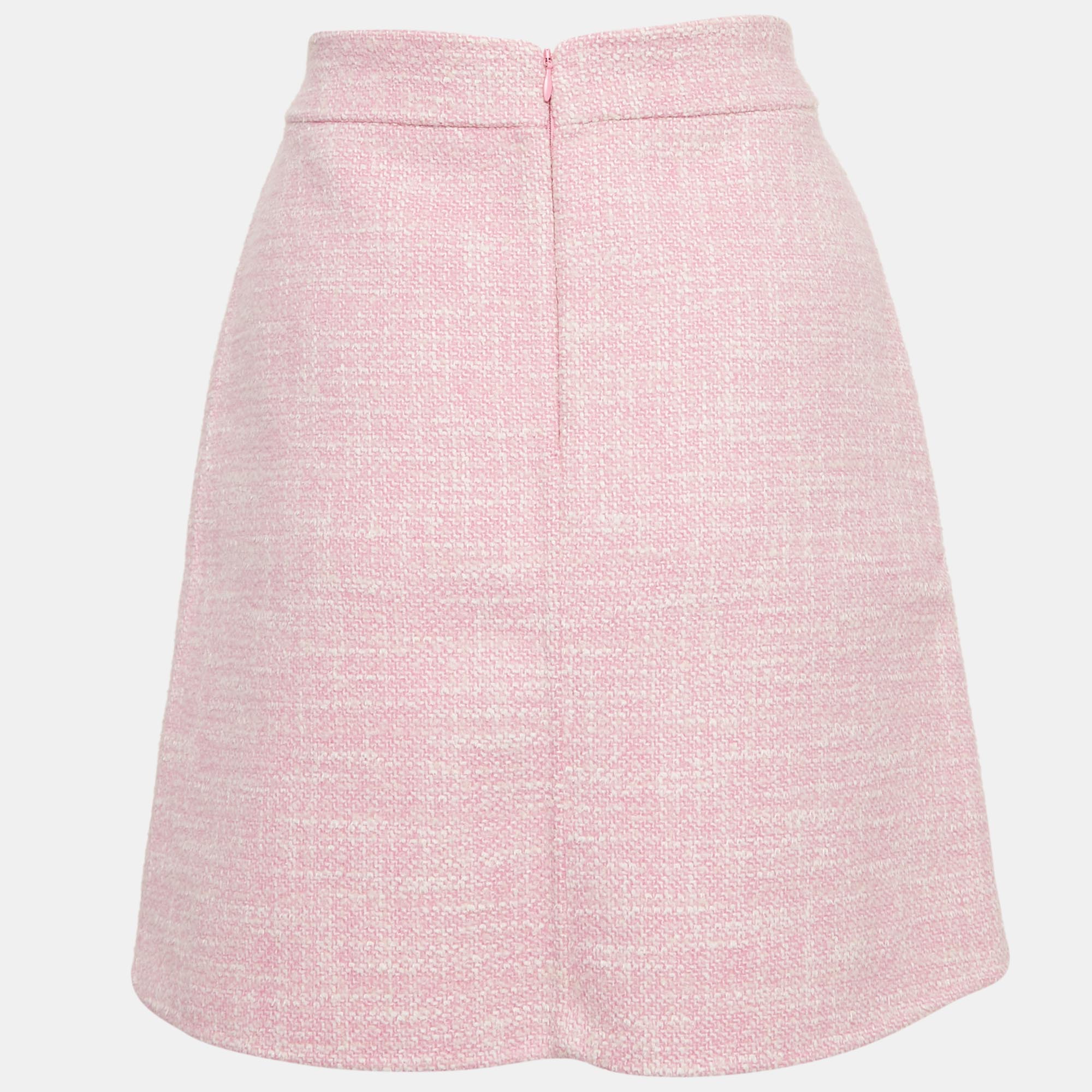 Sandro Pink Tweed Pocket Detail  Mini Skirt M