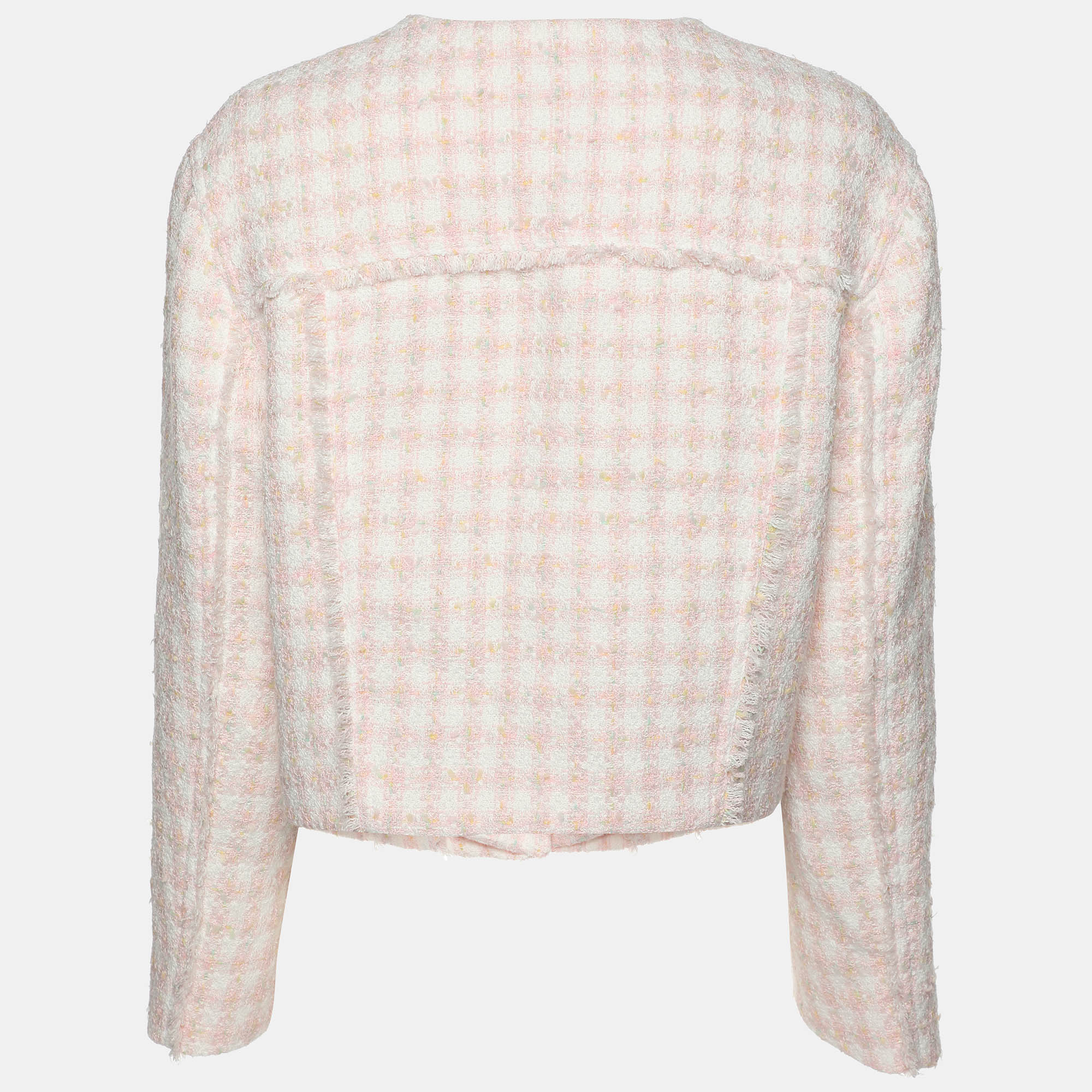 Sandro Pink Tweed Button Up Cropped Jacket S