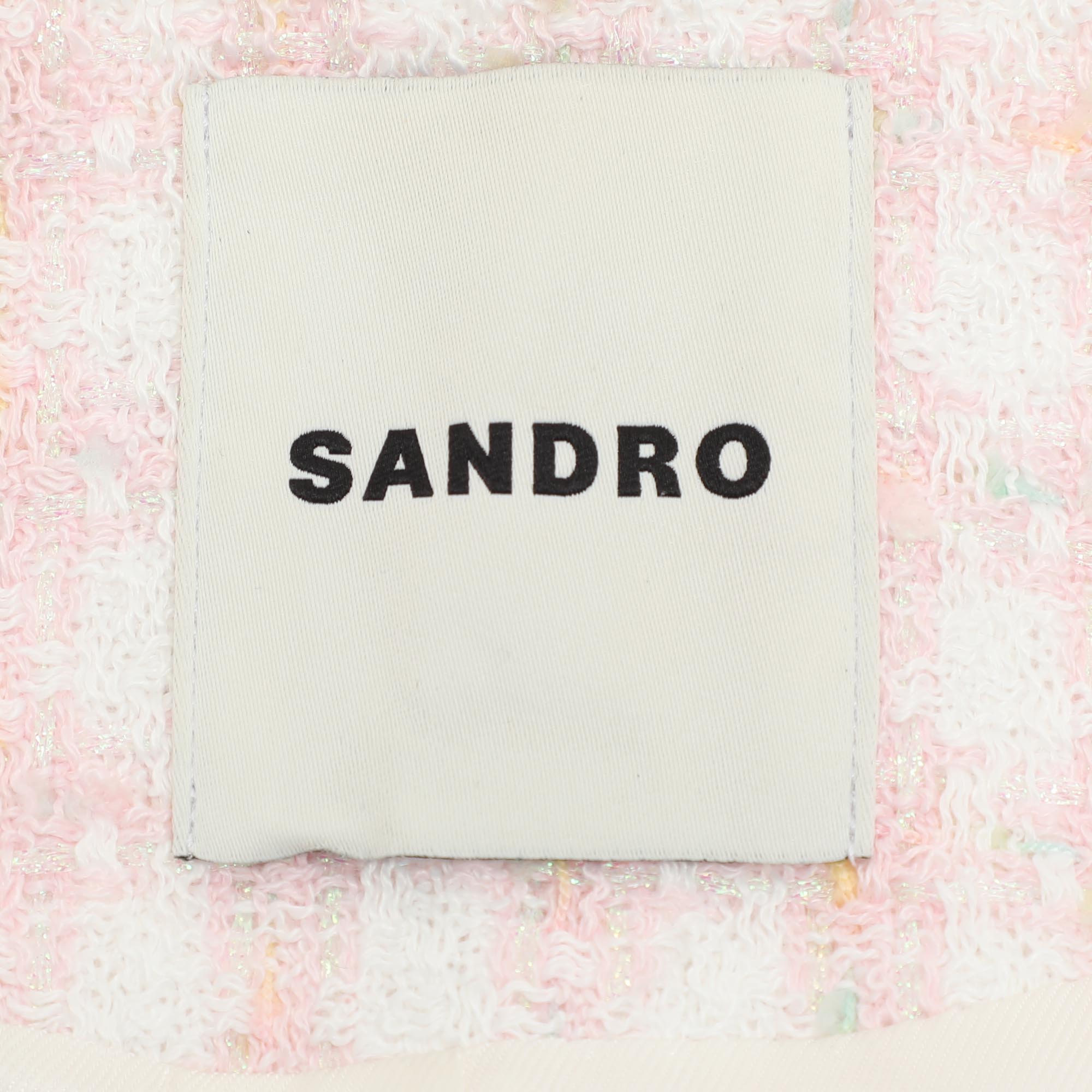 Sandro Pink Tweed Button Up Cropped Jacket S