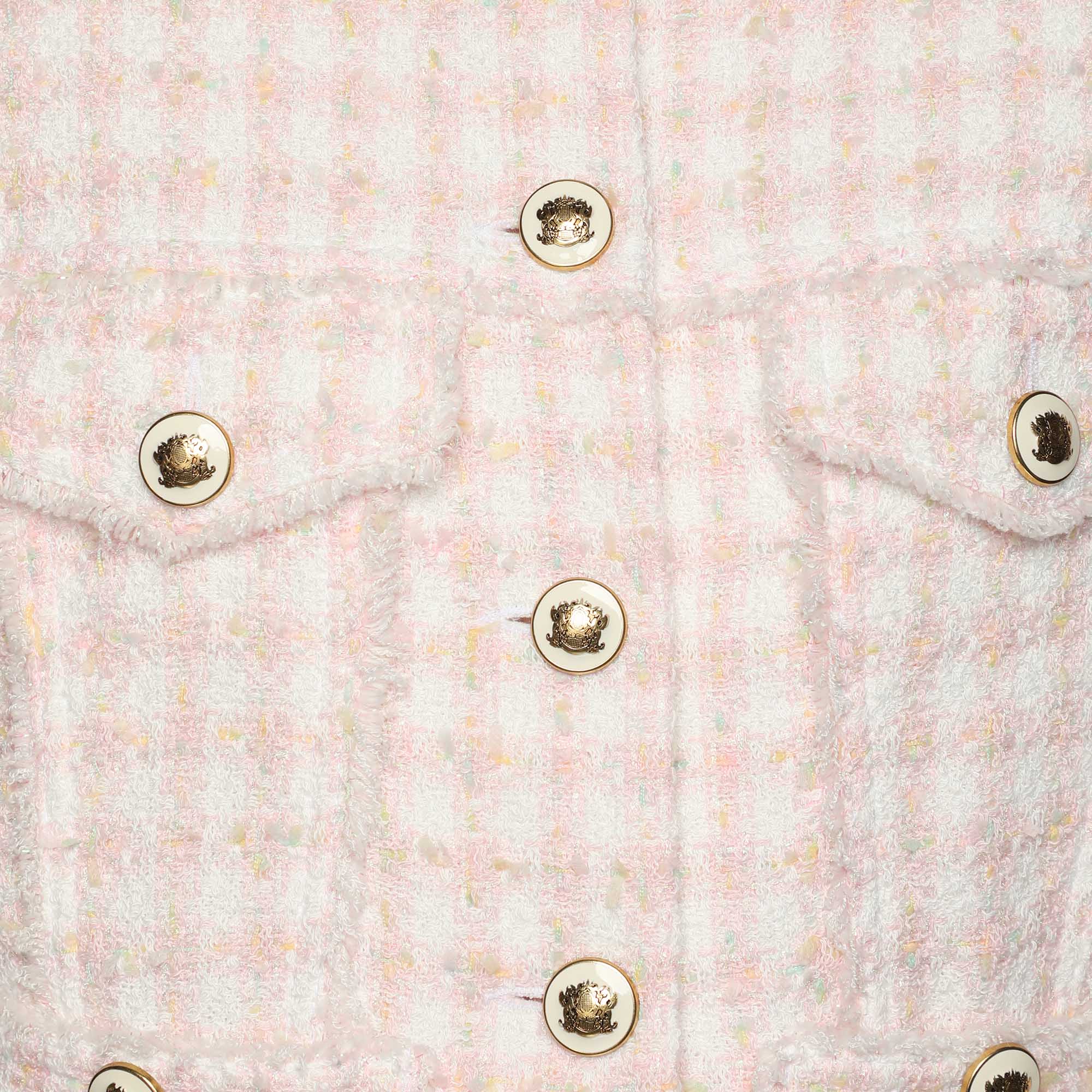 Sandro Pink Tweed Button Up Cropped Jacket S