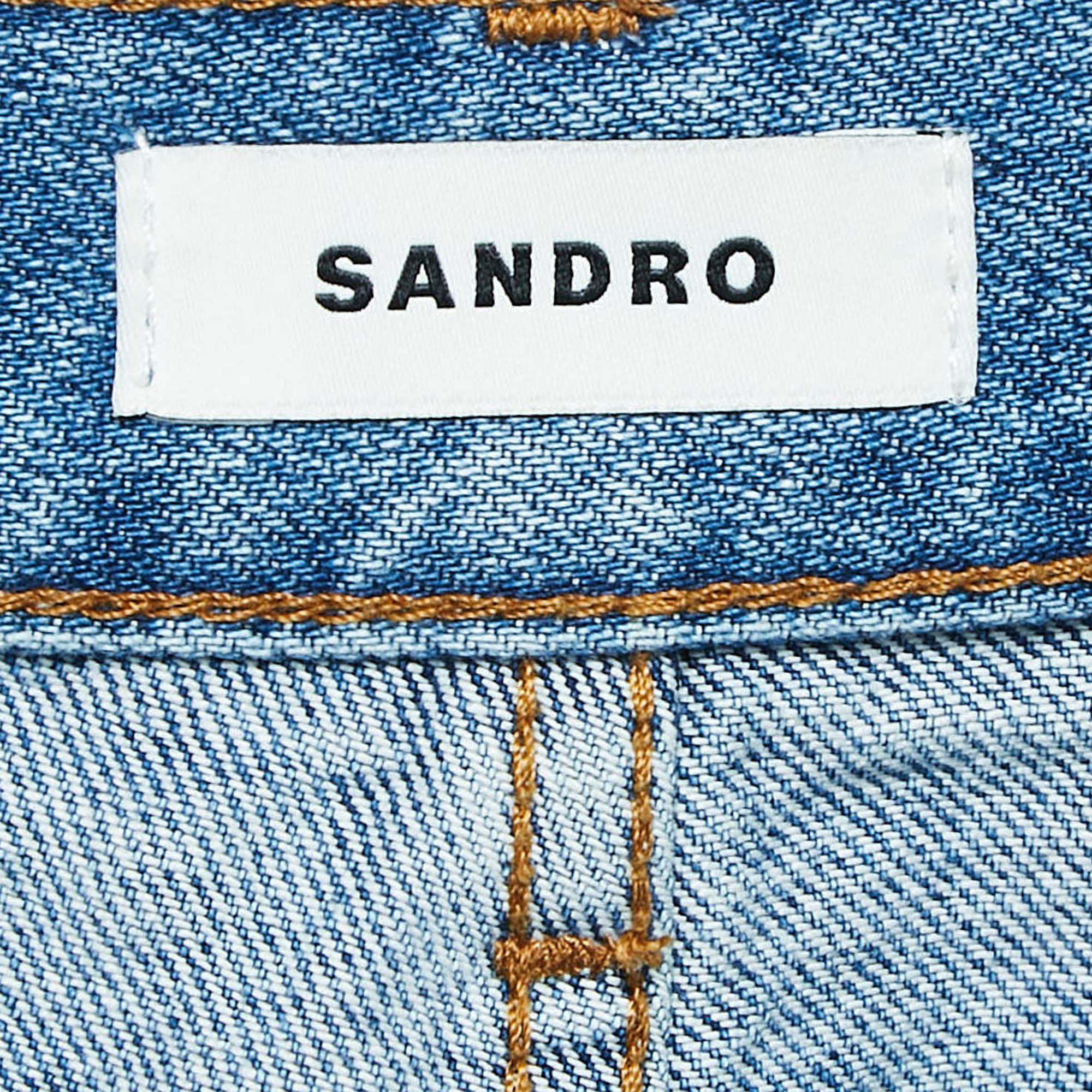 Sandro Blue Denim Double Waist Detail Jeans S Waist 25