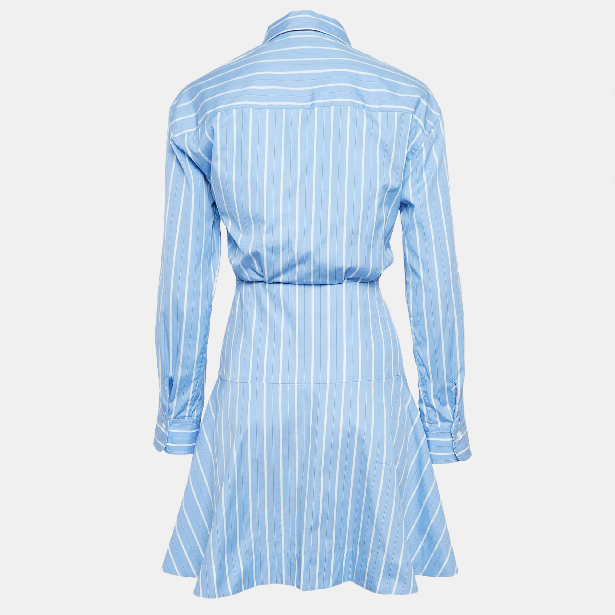 Sandro Blue Pinstripe Poplin Knotted Mini Shirt XS