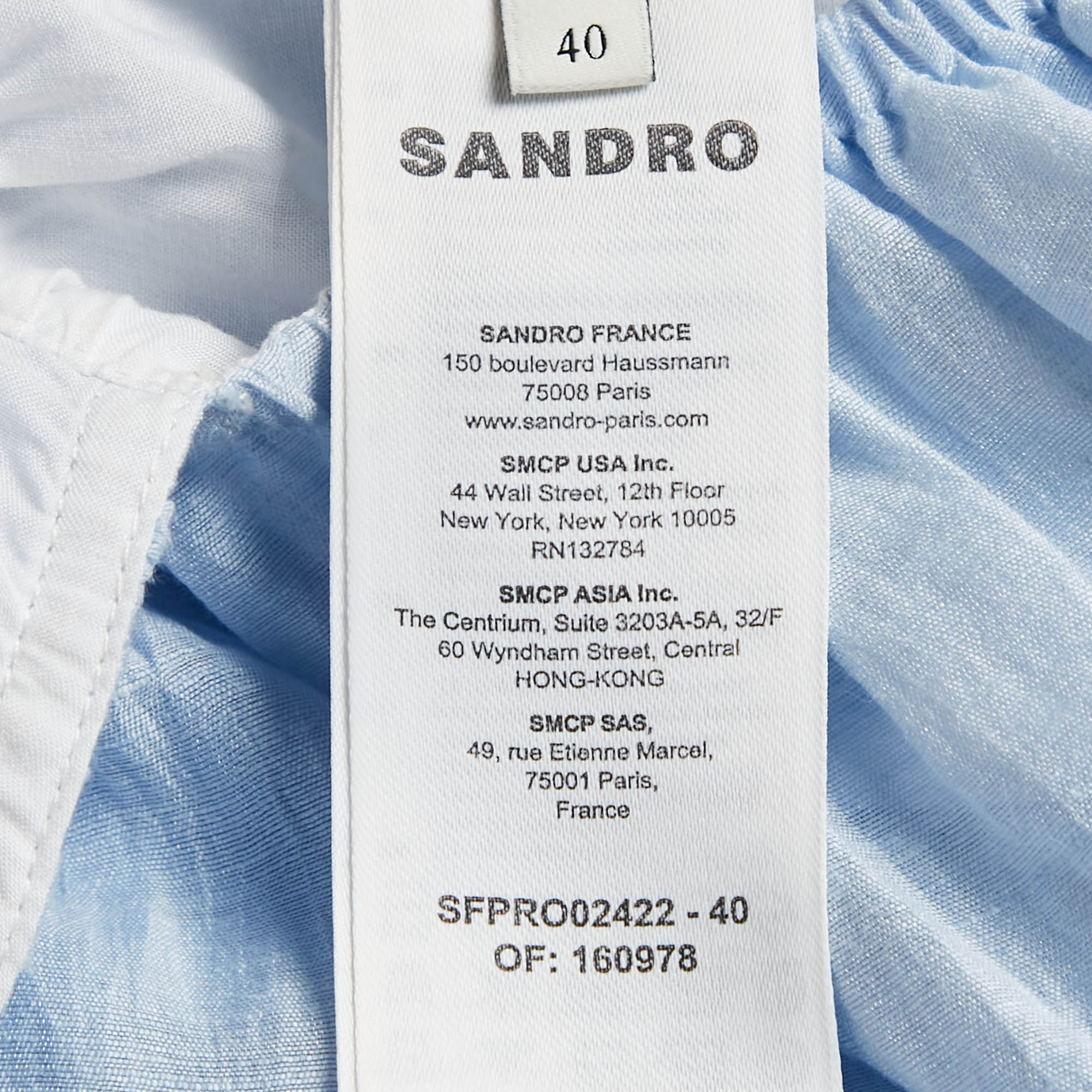 Sandro Blue Linen Blend Tiered Mini Dress L