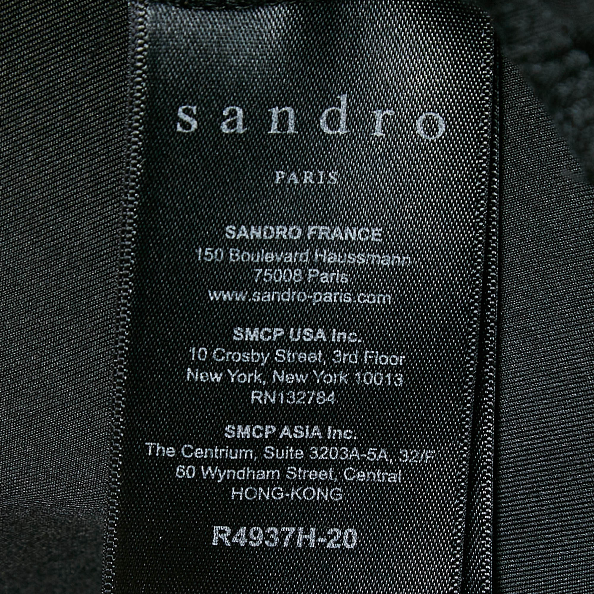 Sandro Black Jersey Applique Detail Mini Dress L