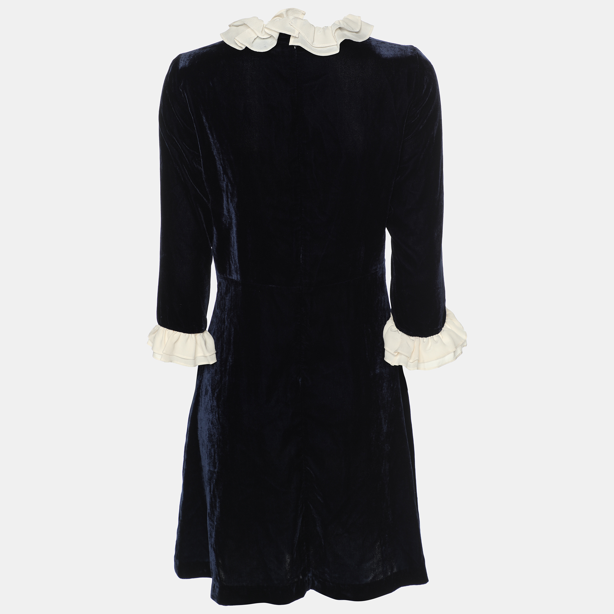 Sandro Navy Blue Velvet Mini Dress S