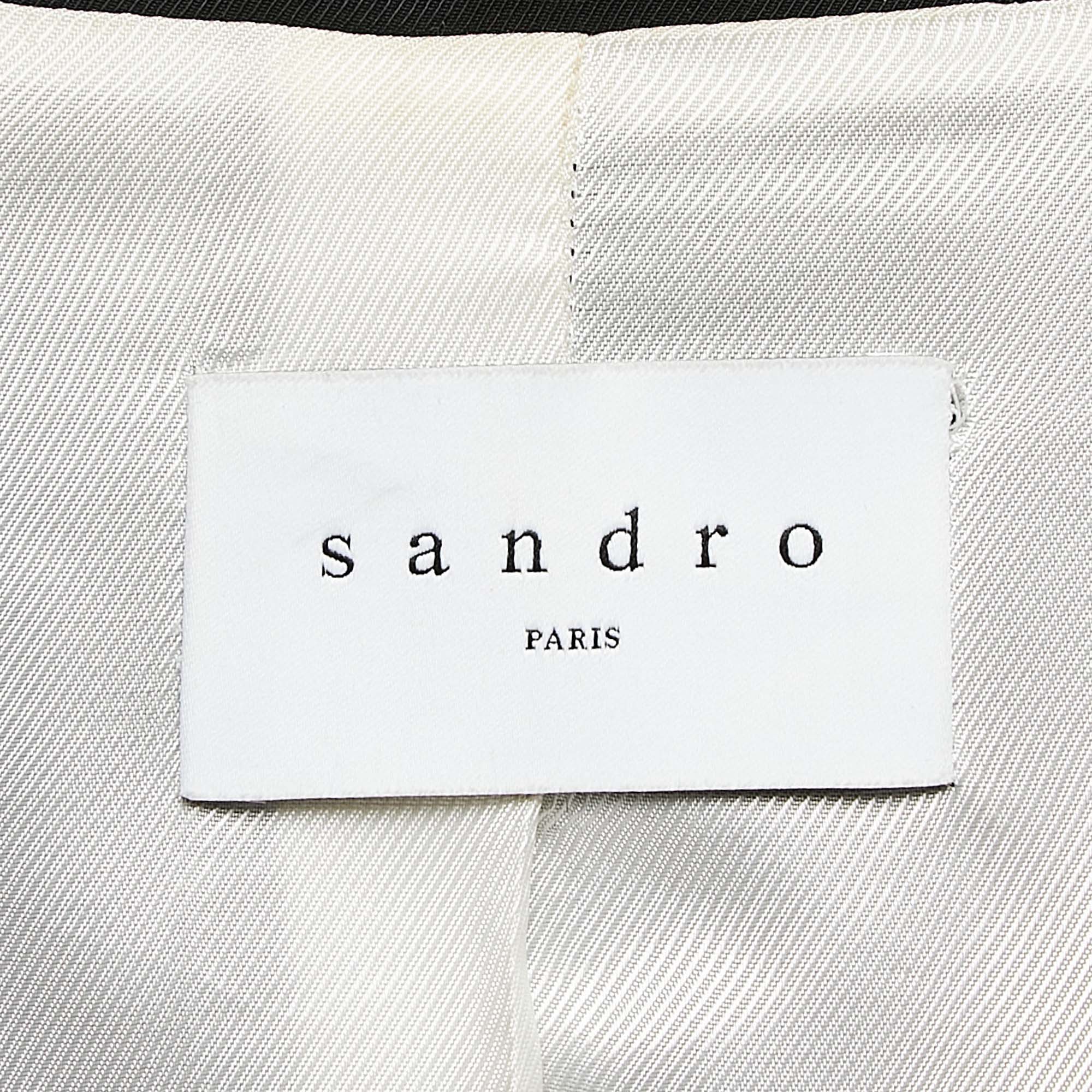 Sandro Black Gabardine Single Breasted Blazer M