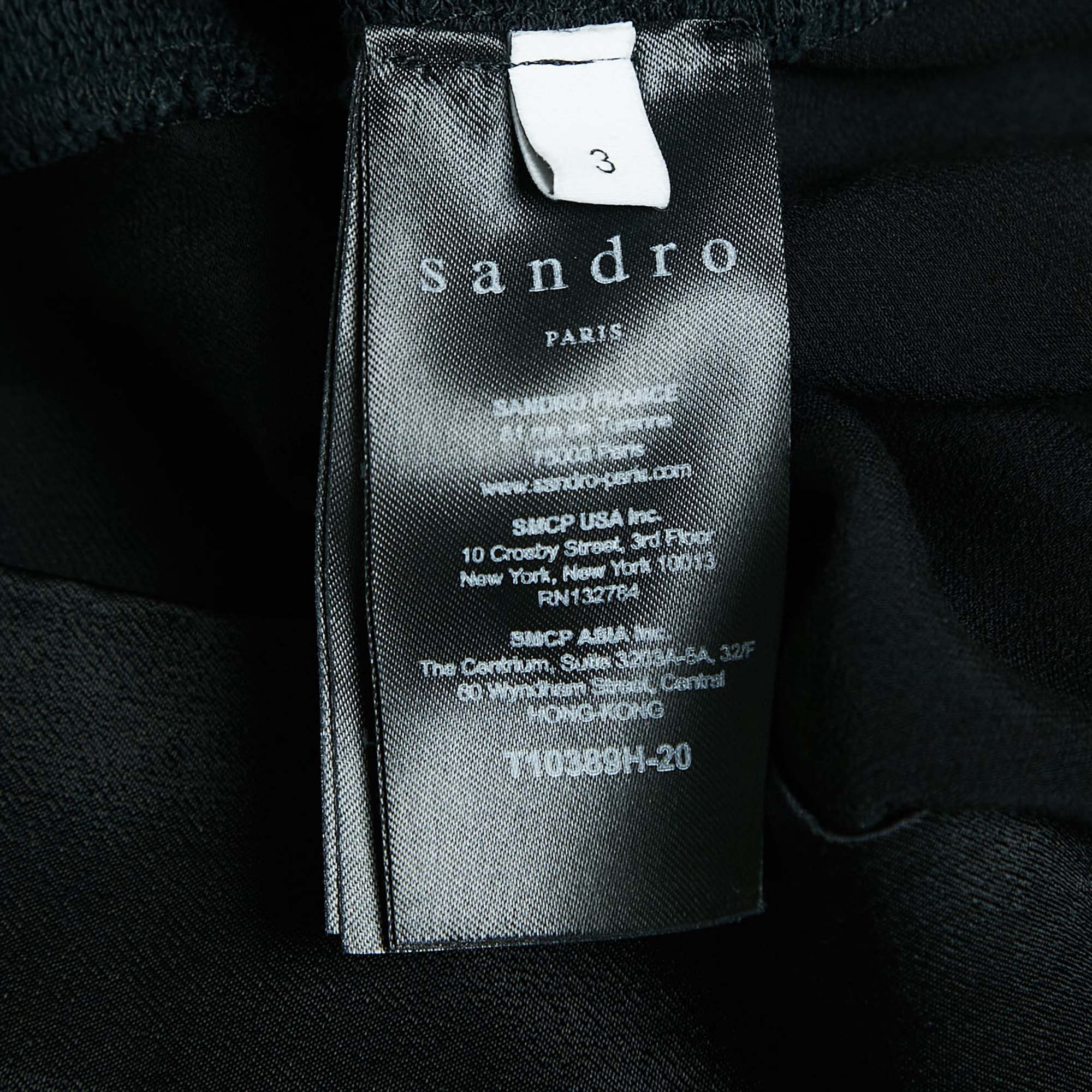 Sandro Black Jersey And Satin Tie-Up Waist Sweatshirt L