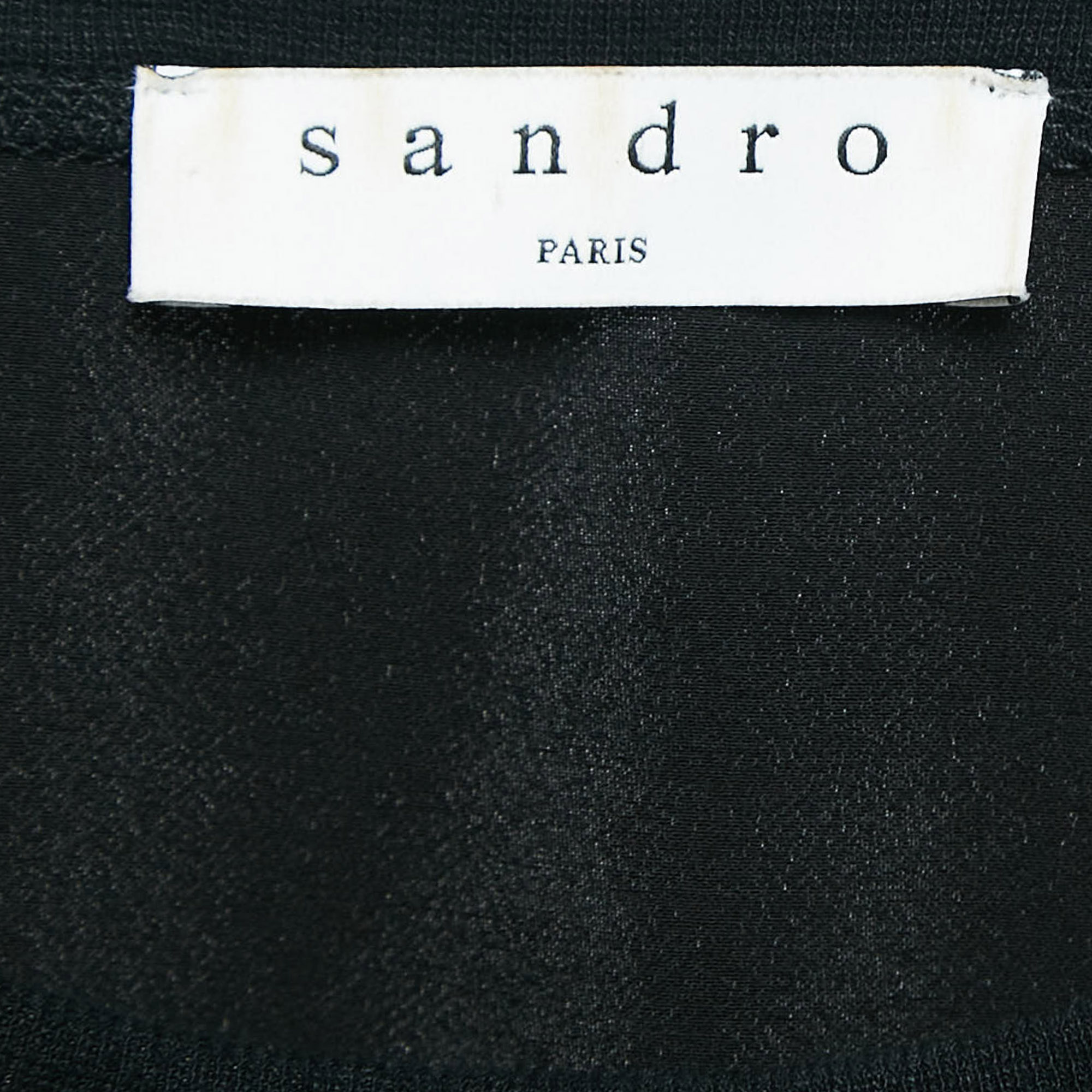 Sandro Black Jersey And Satin Tie-Up Waist Sweatshirt L