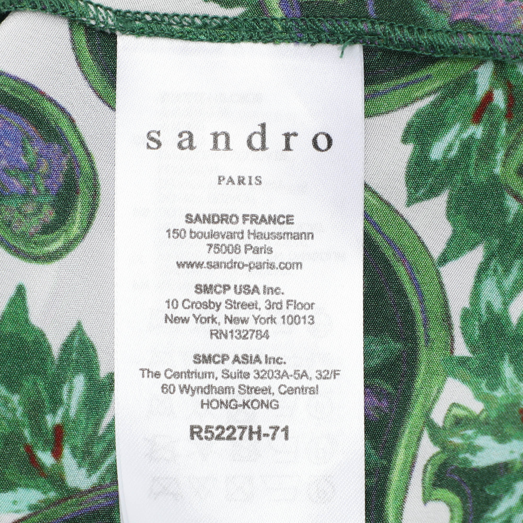 Sandro Green Paisley Print Silk Neck Tie Mini Dress S