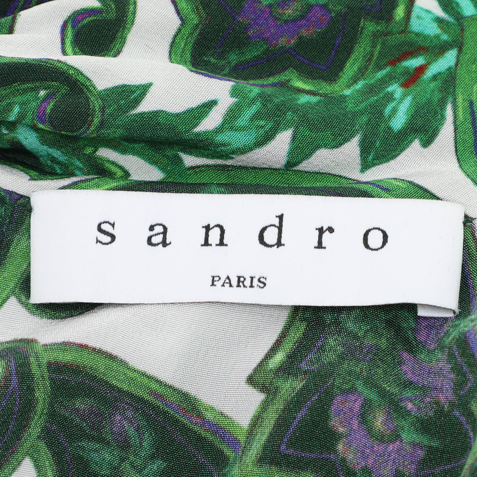 Sandro Green Paisley Print Silk Neck Tie Mini Dress S