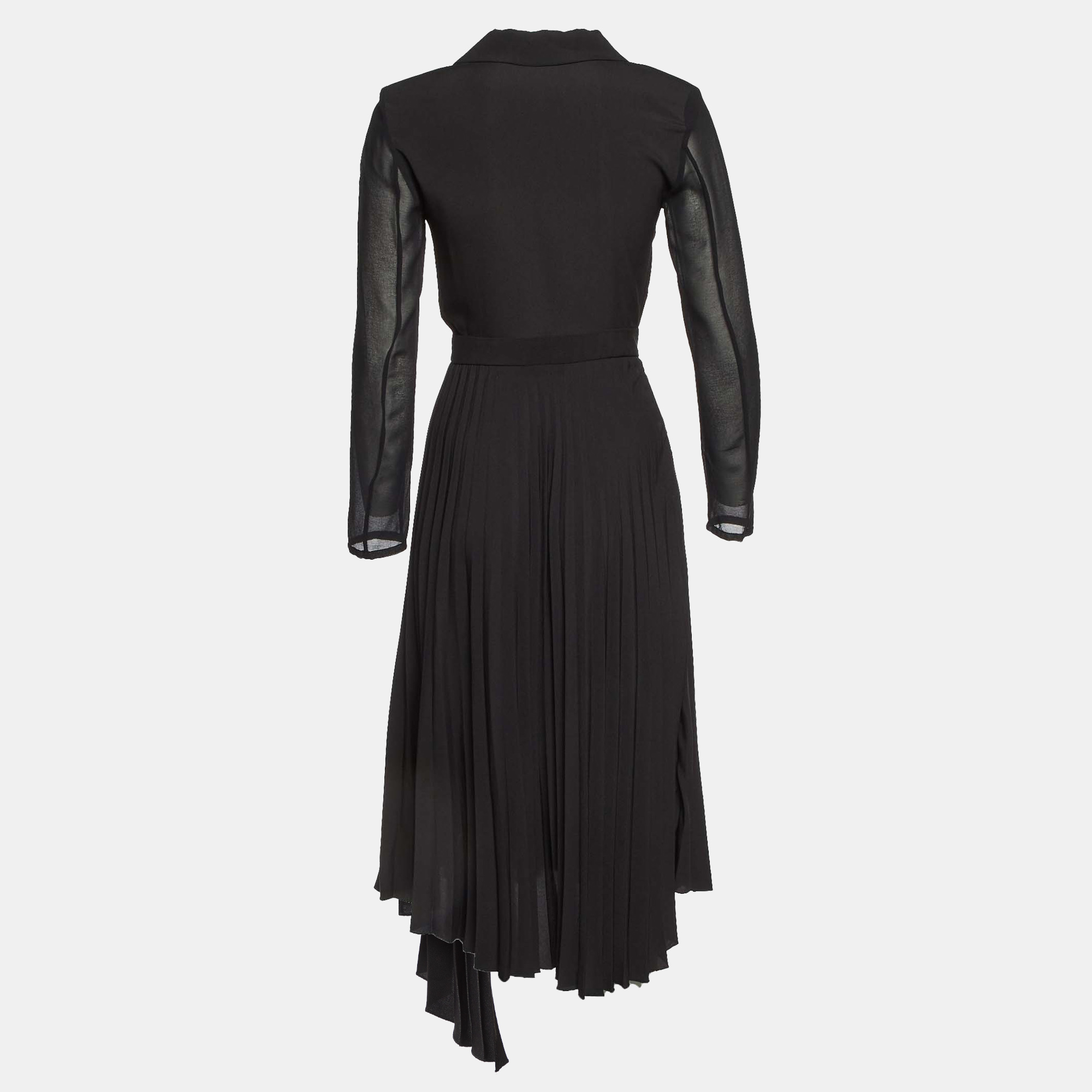 Sandro Black Crepe Pleated Midi Dress XS