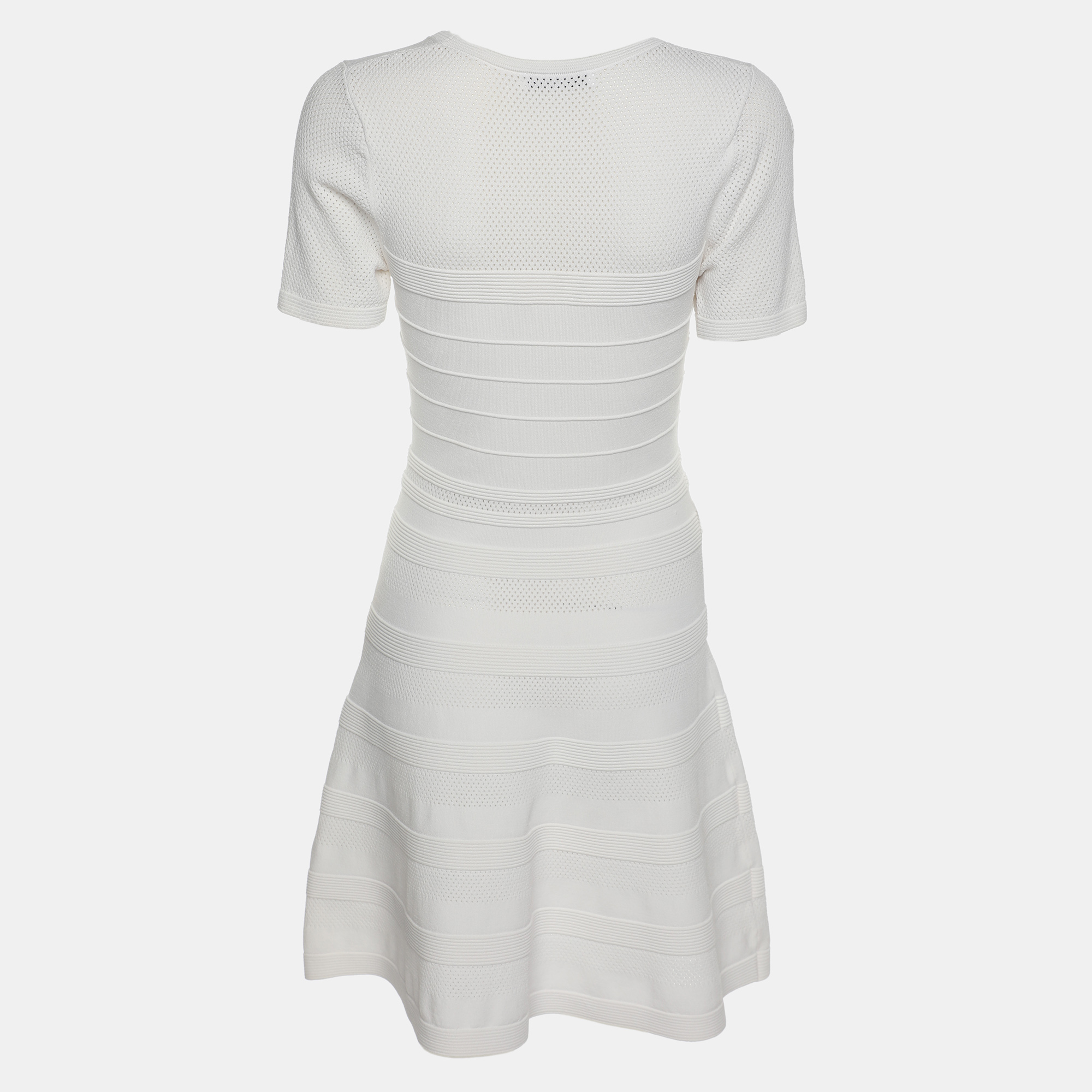 Sandro White Stretch Knit Fabric Mini Dress S