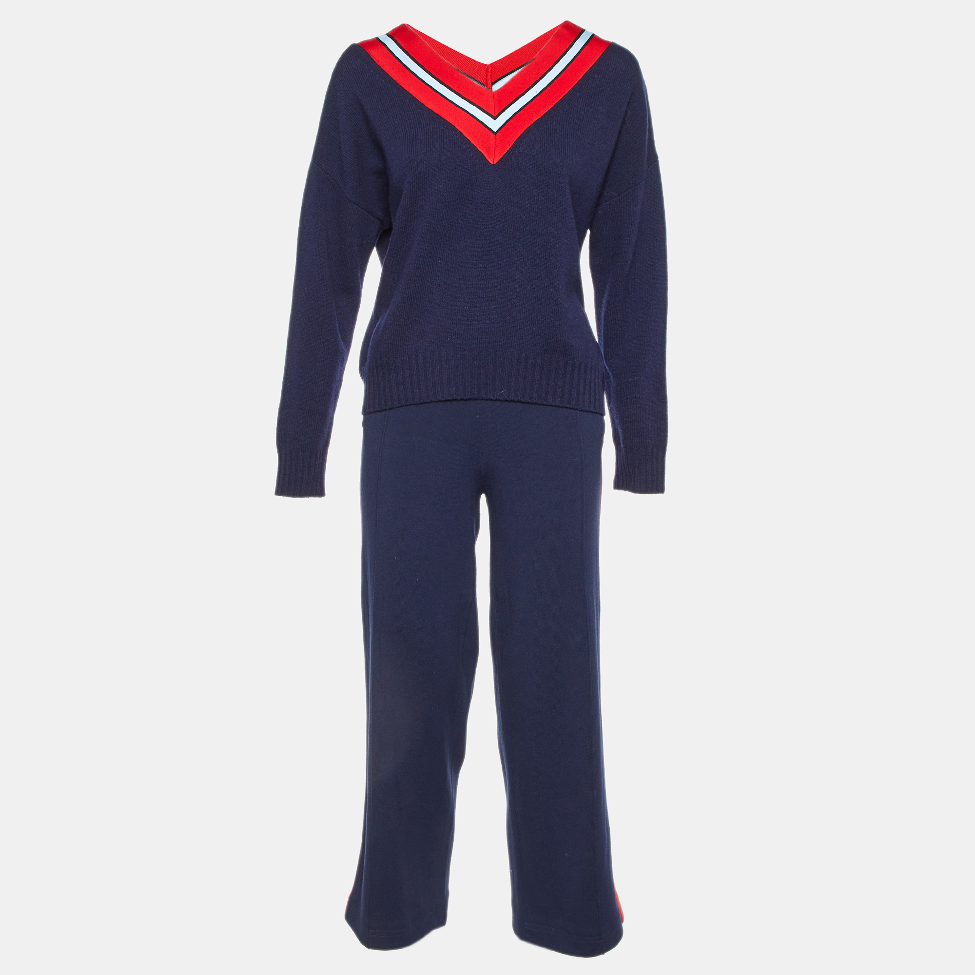 Sandro Navy Blue Wool Knit Stripe Detail Jumper & Trousers Set S
Sandro Navy Blue Wool Knit Stripe Detail Jumper & Trousers Set S