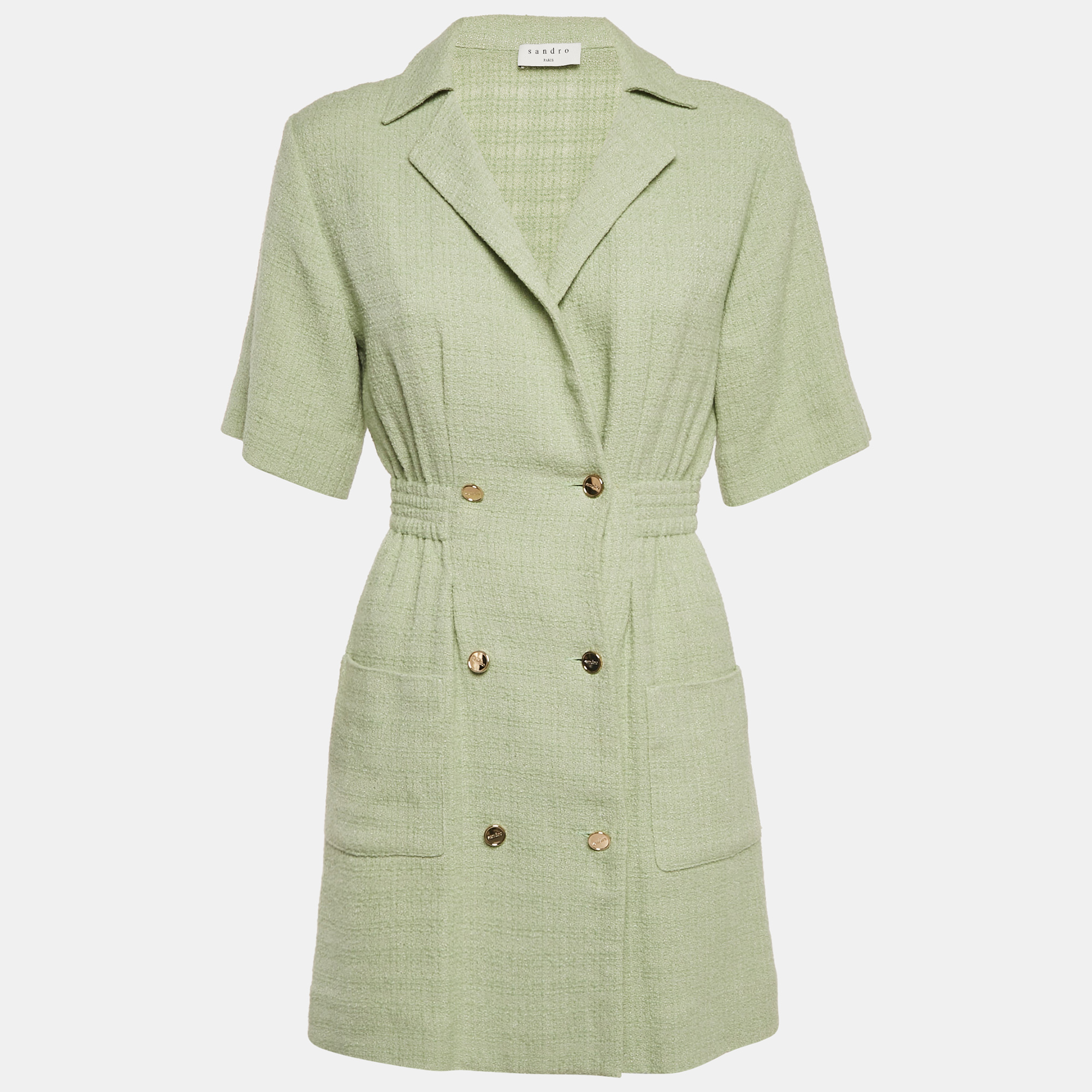 Tweed Button Front Double Breasted Mini Dress S - Sandro - Modalova